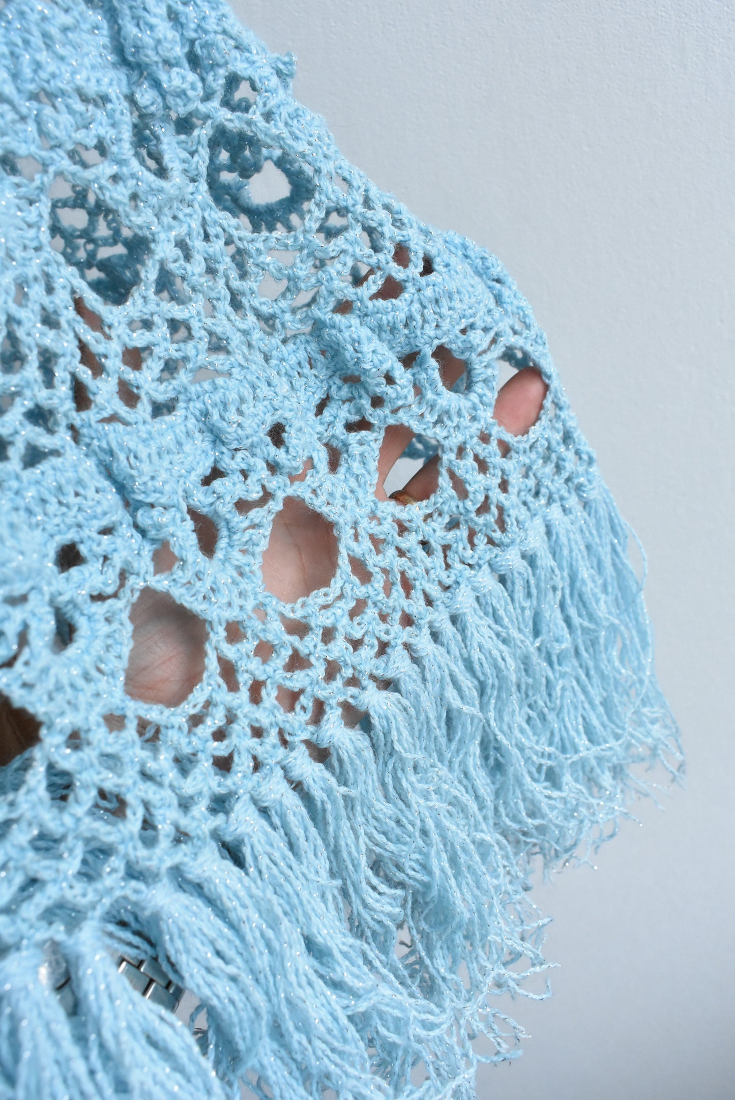 Sparkly hand crocheted shawl