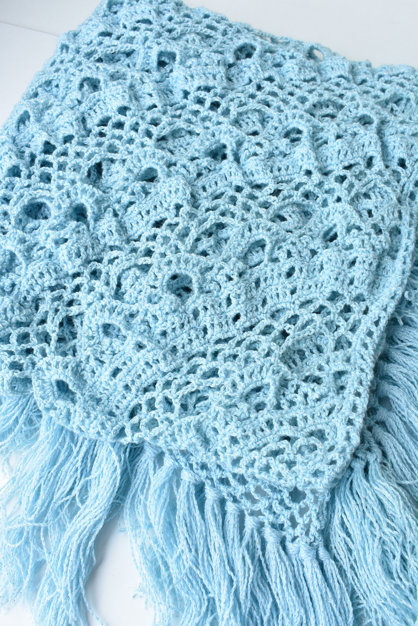 Sparkly hand crocheted shawl