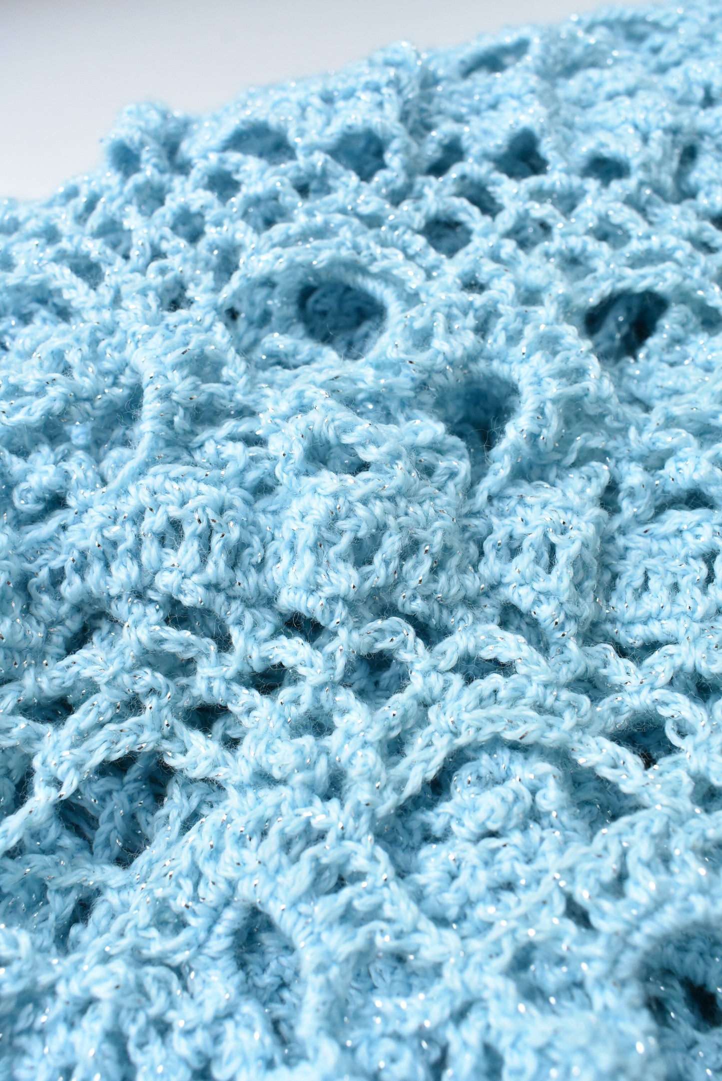 Sparkly hand crocheted shawl