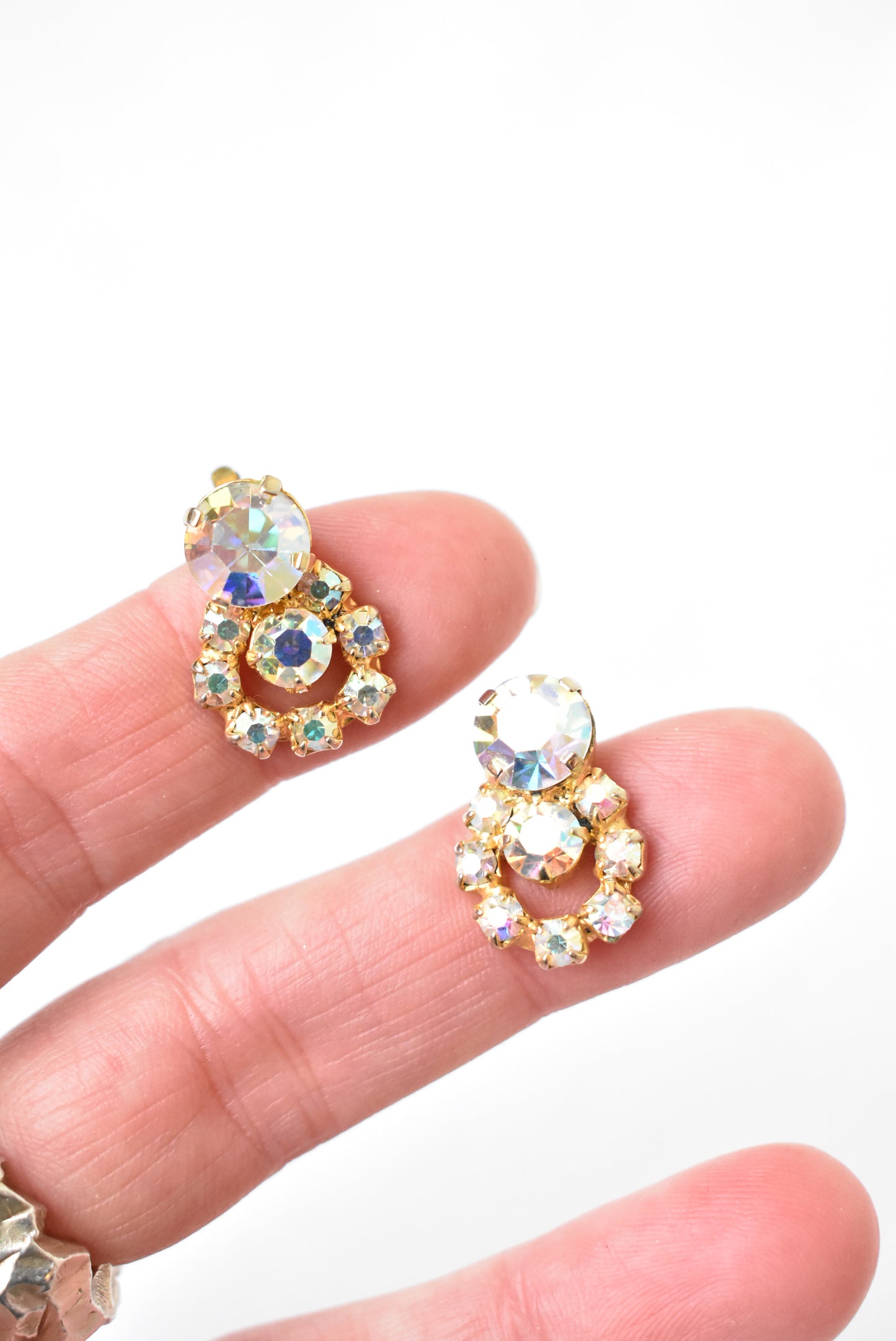 Stunning vintage diamante clip on earrings