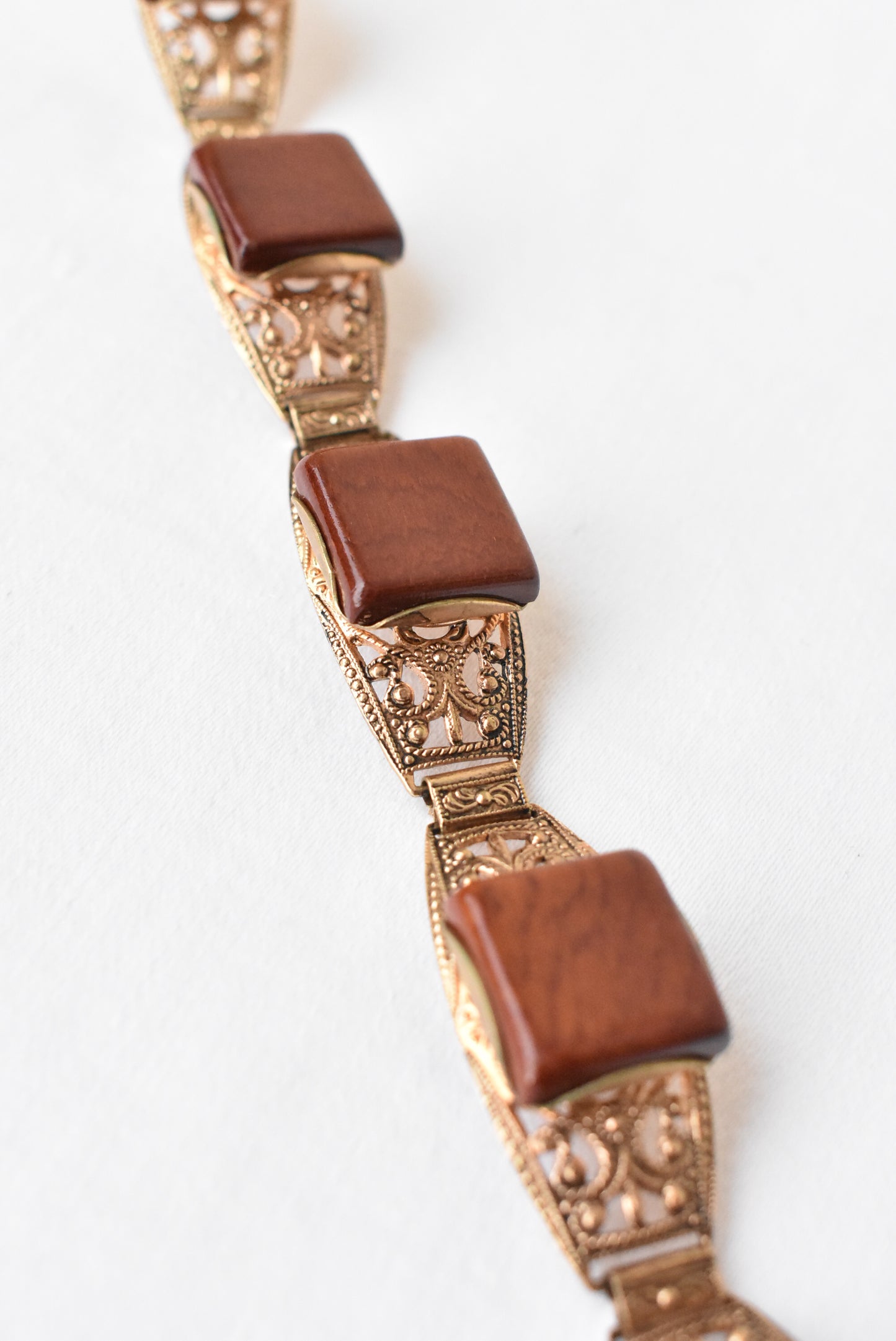 Vintage NZ Kohekohe wood filigree-style clasp bracelet