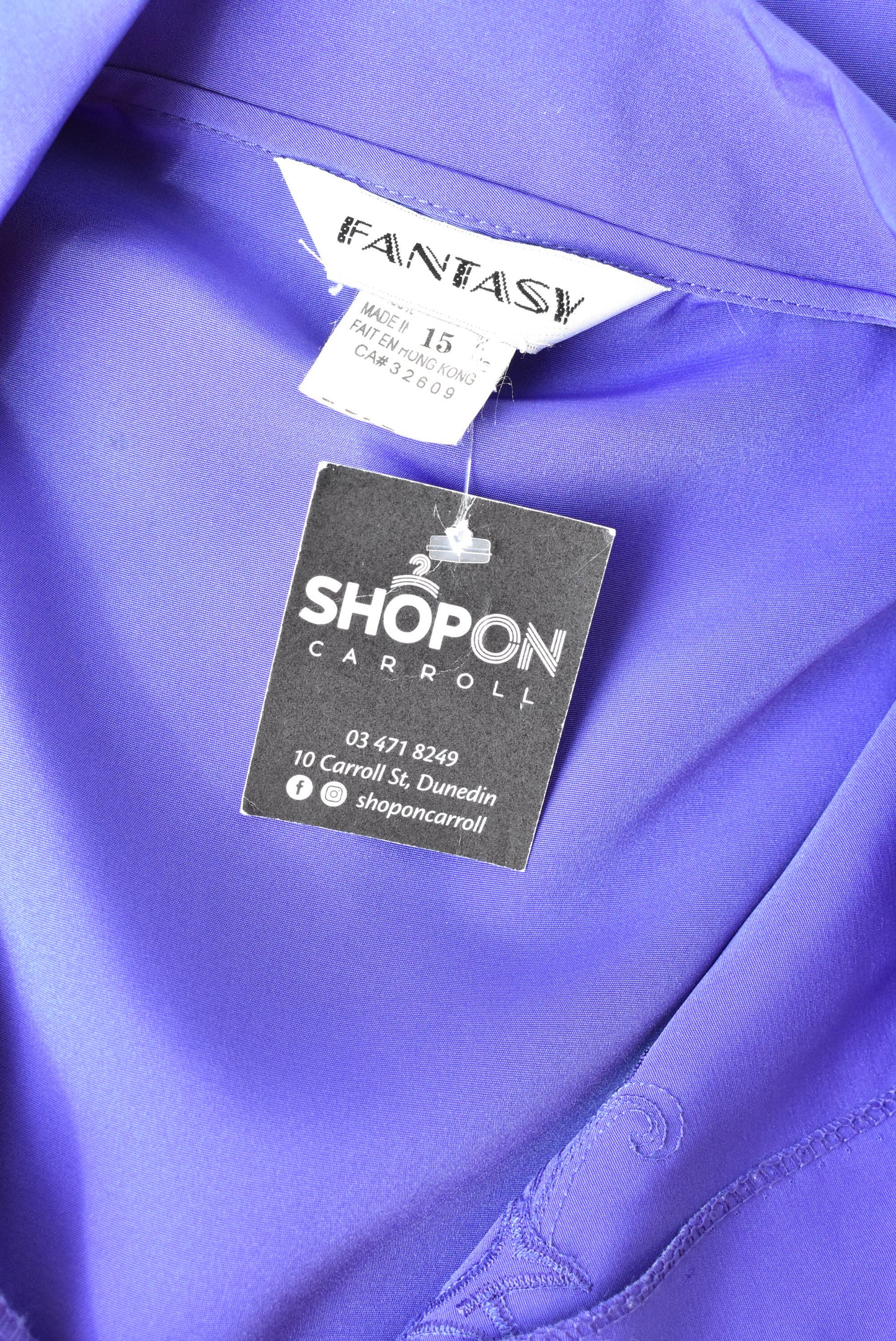 Retro purple embroidered blouse, size 15