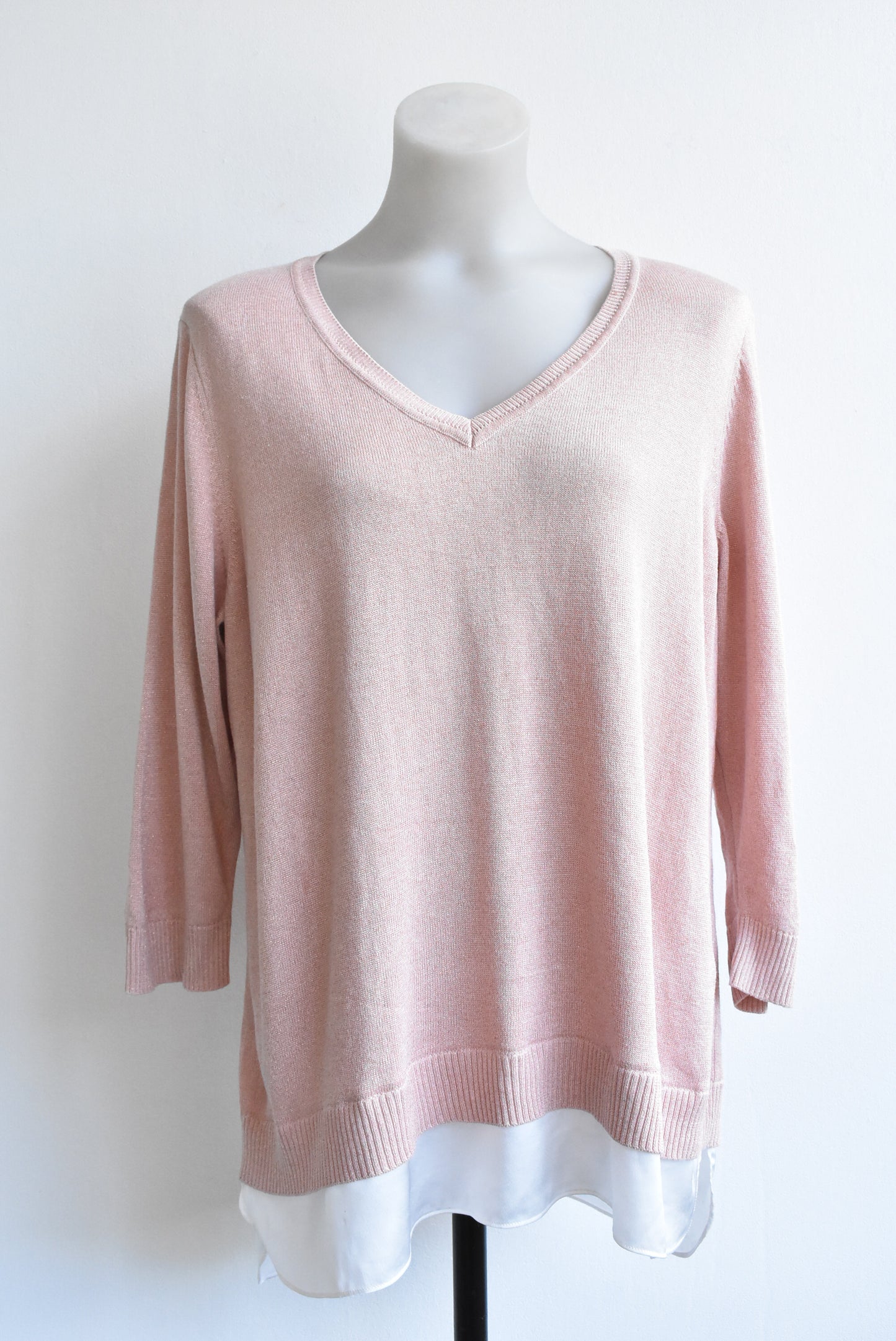 Calvin Klein pink silk knit top, size XL