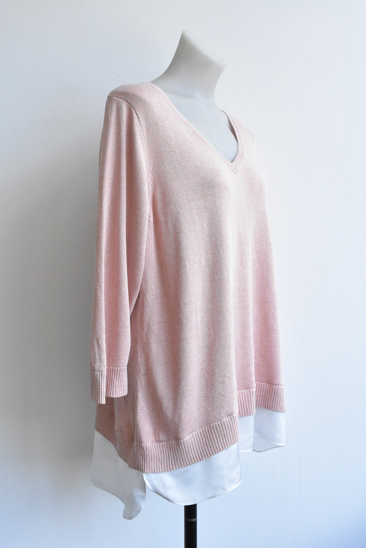 Calvin Klein pink silk knit top, size XL