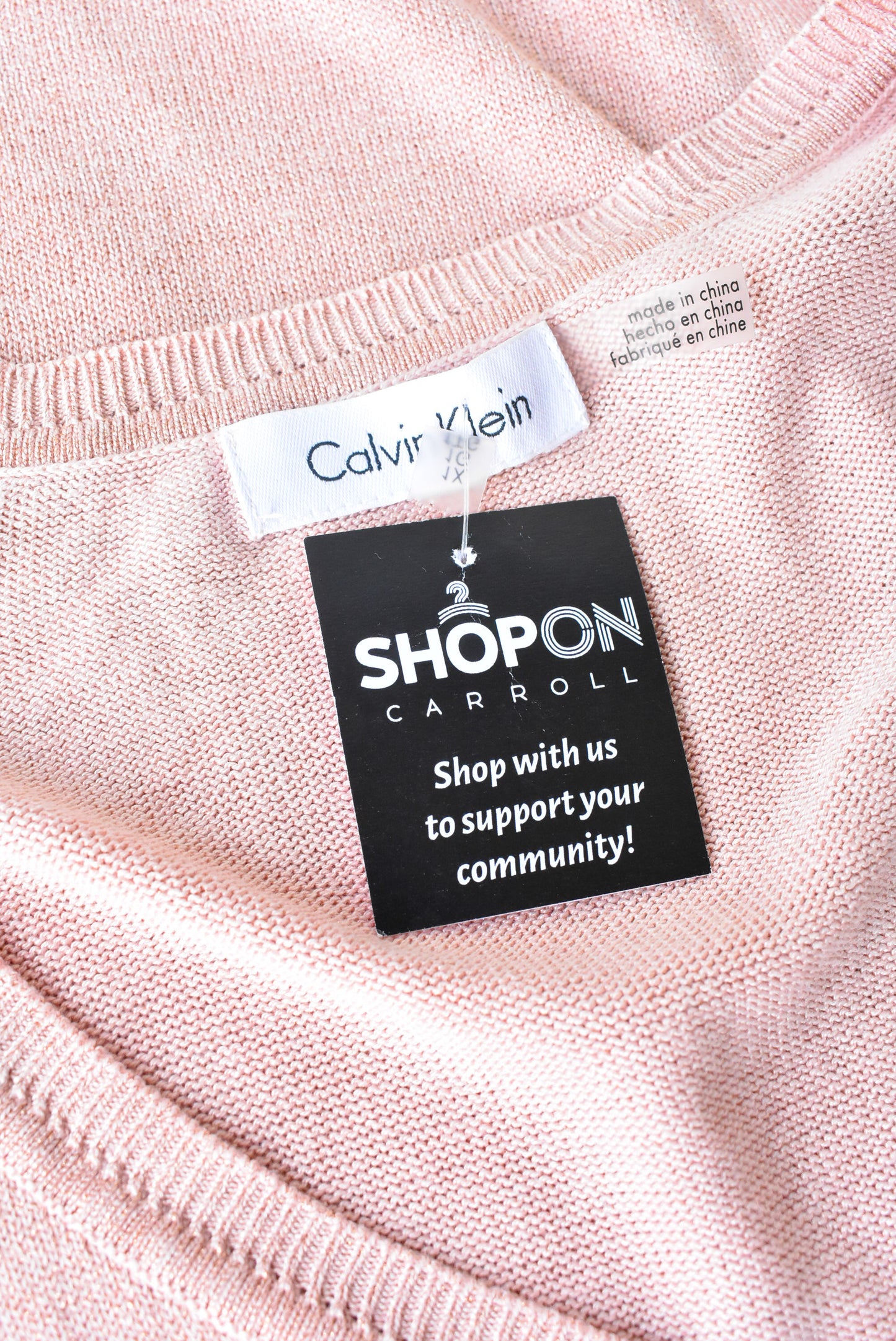 Calvin Klein pink silk knit top, size XL