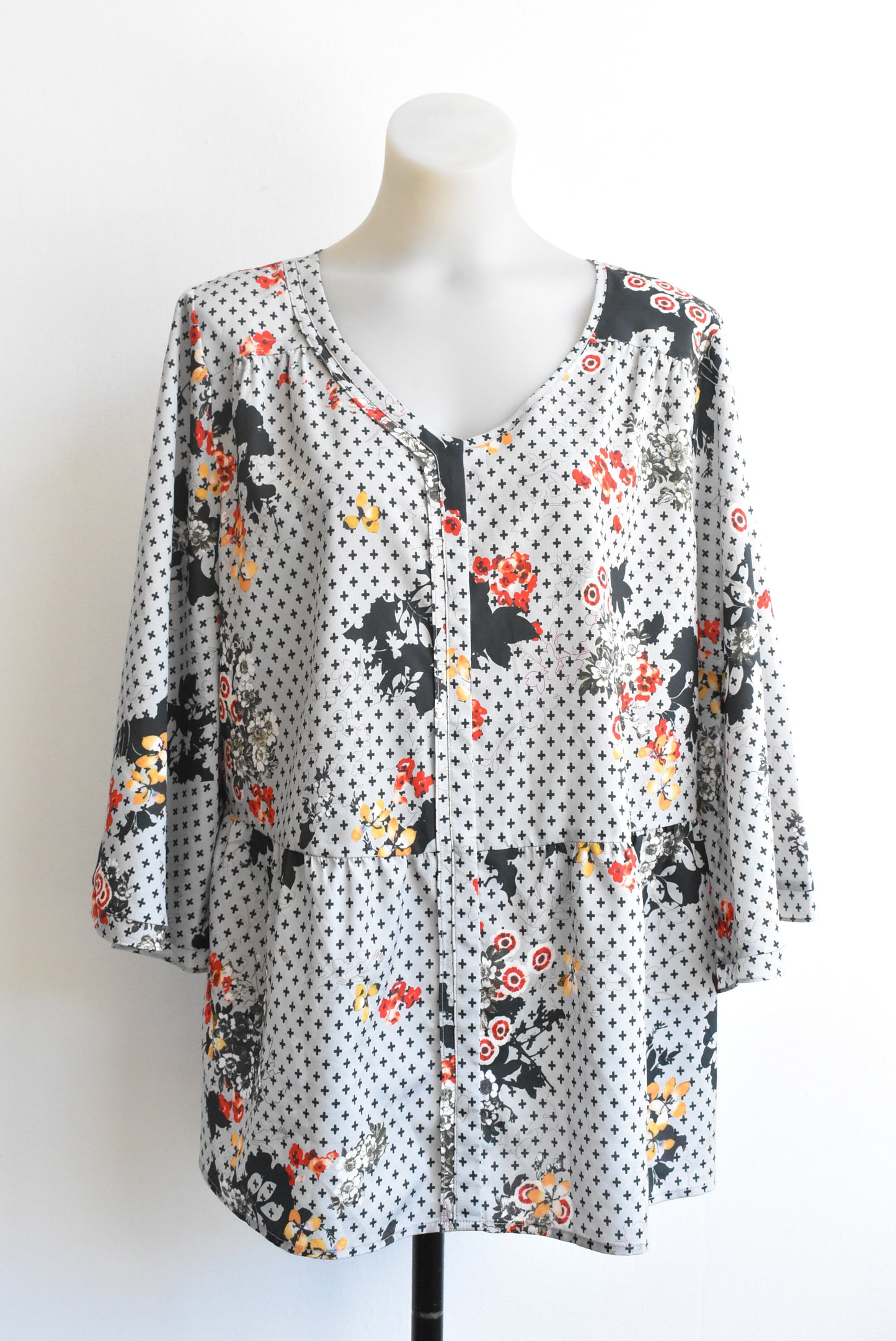 Libertine grey floral top, size 16