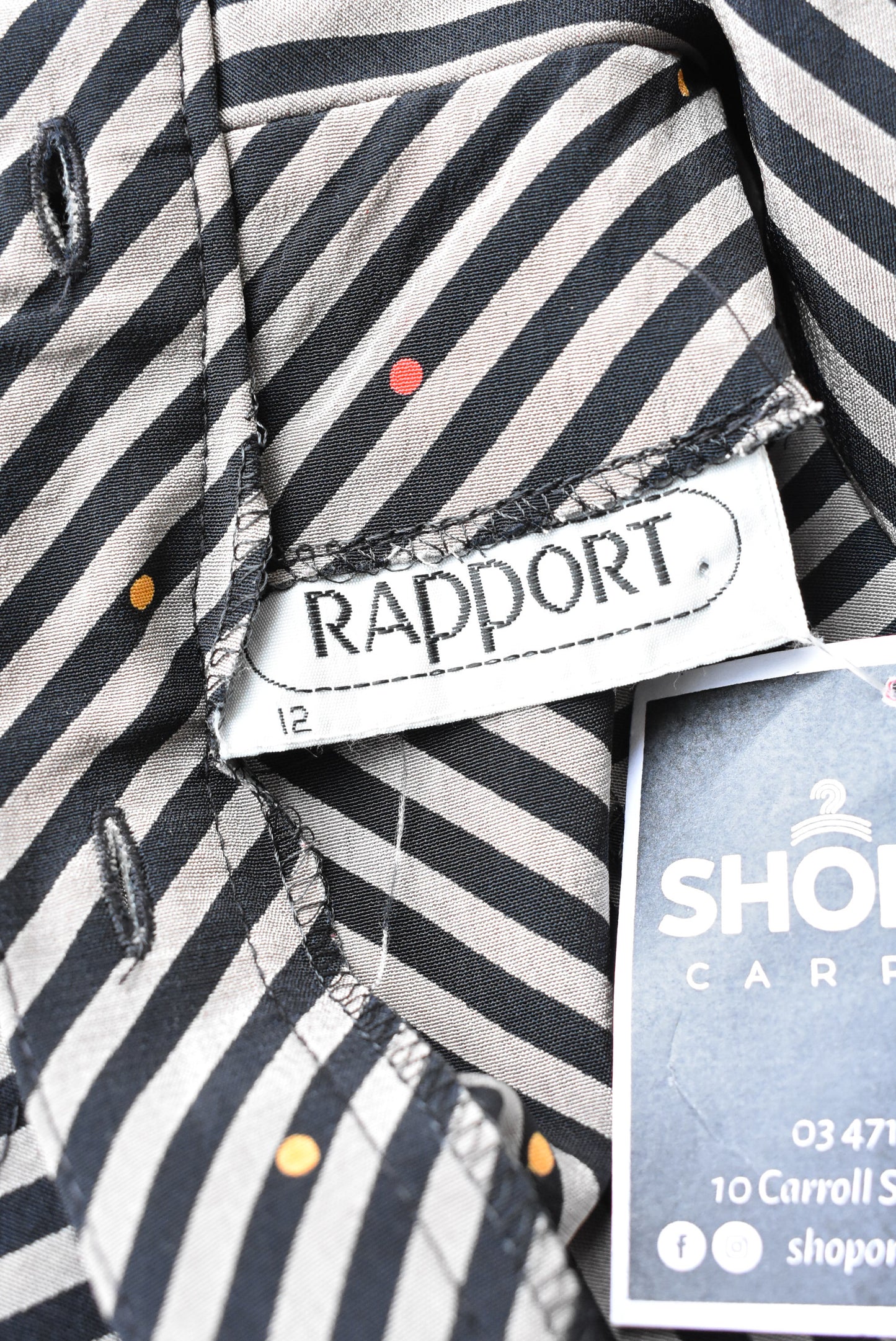 Rapport shoulder pad retro polka dot dress, size S-M