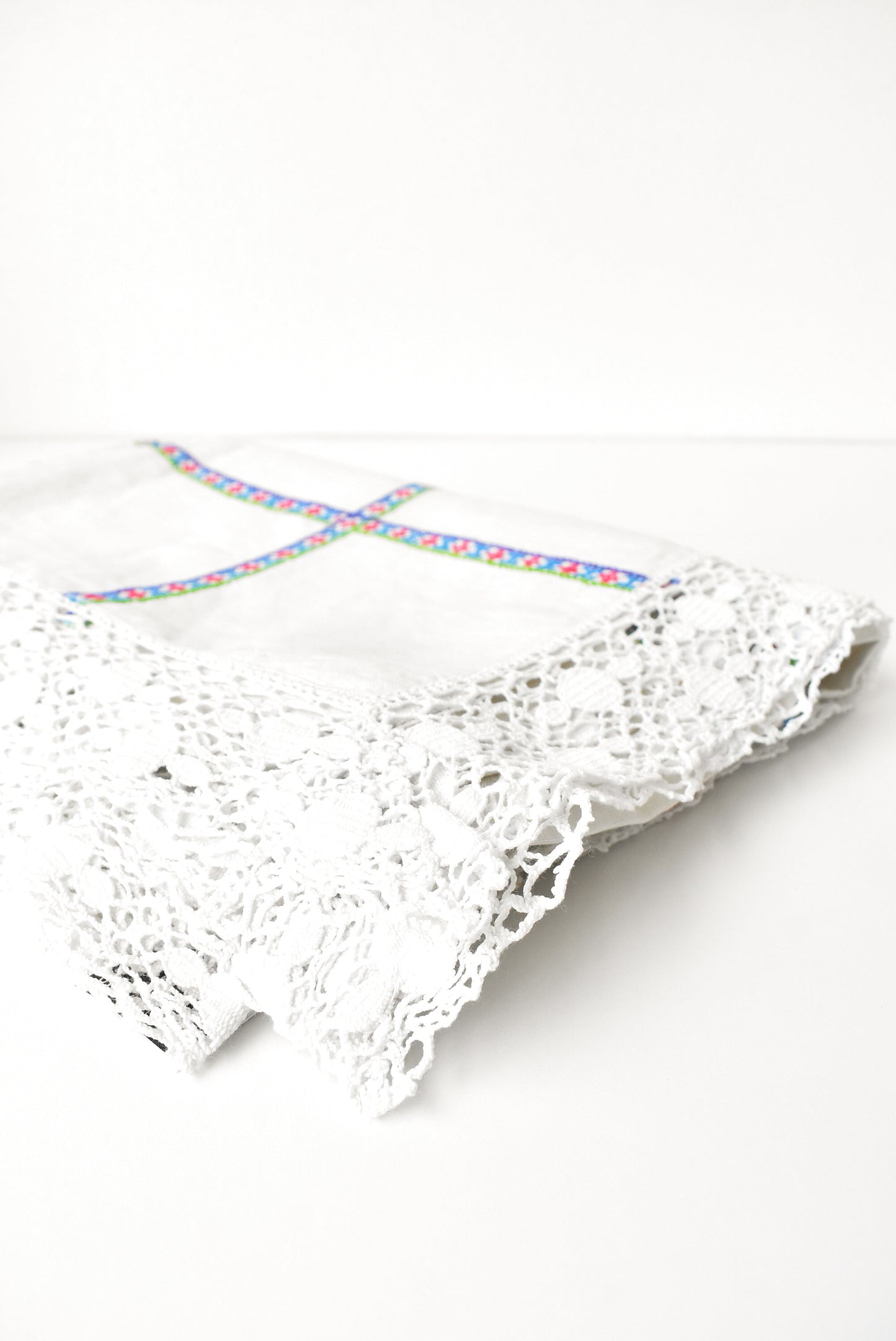 Large vintage cross-stitch tablecloth