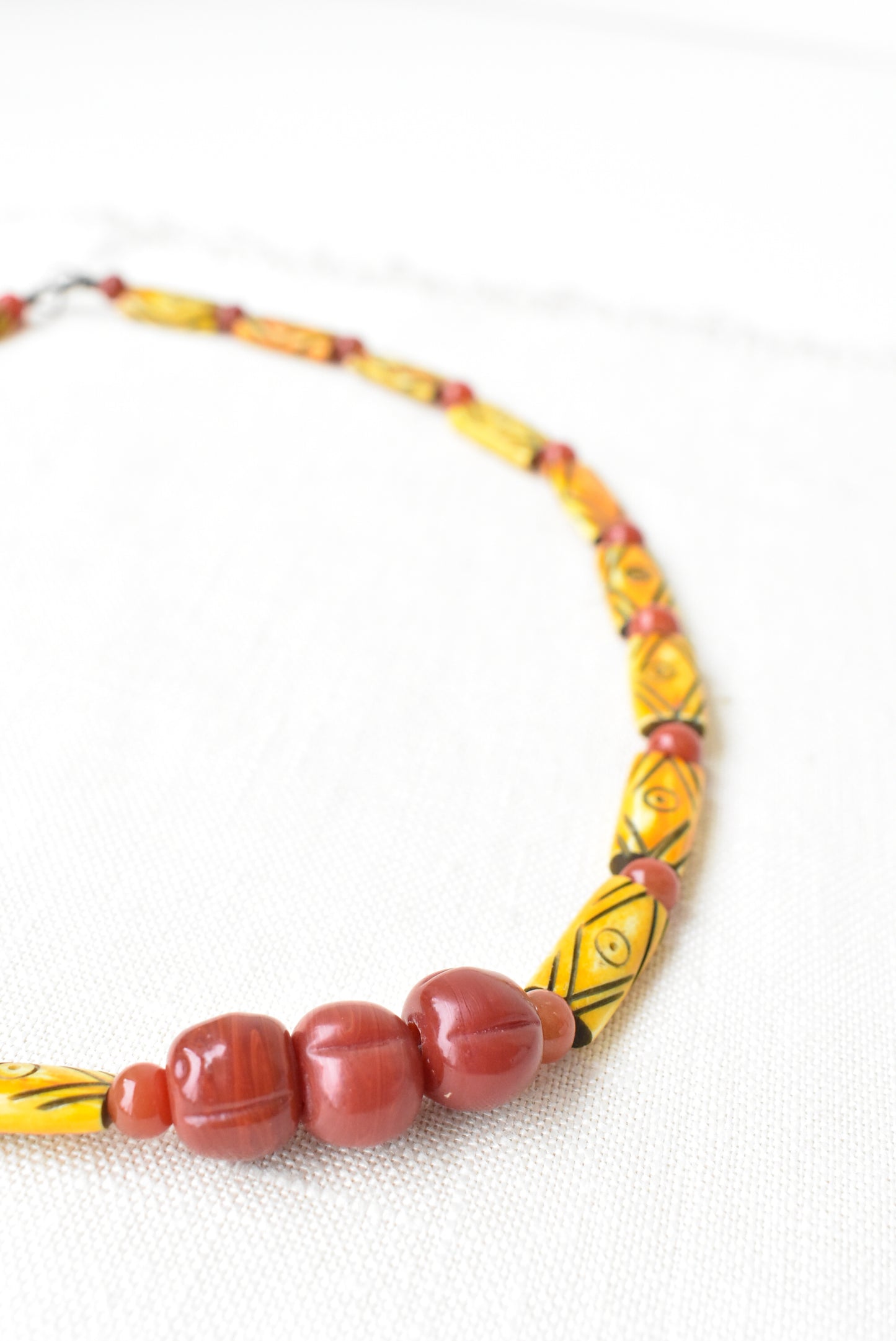 Yellow and red beaded necklace