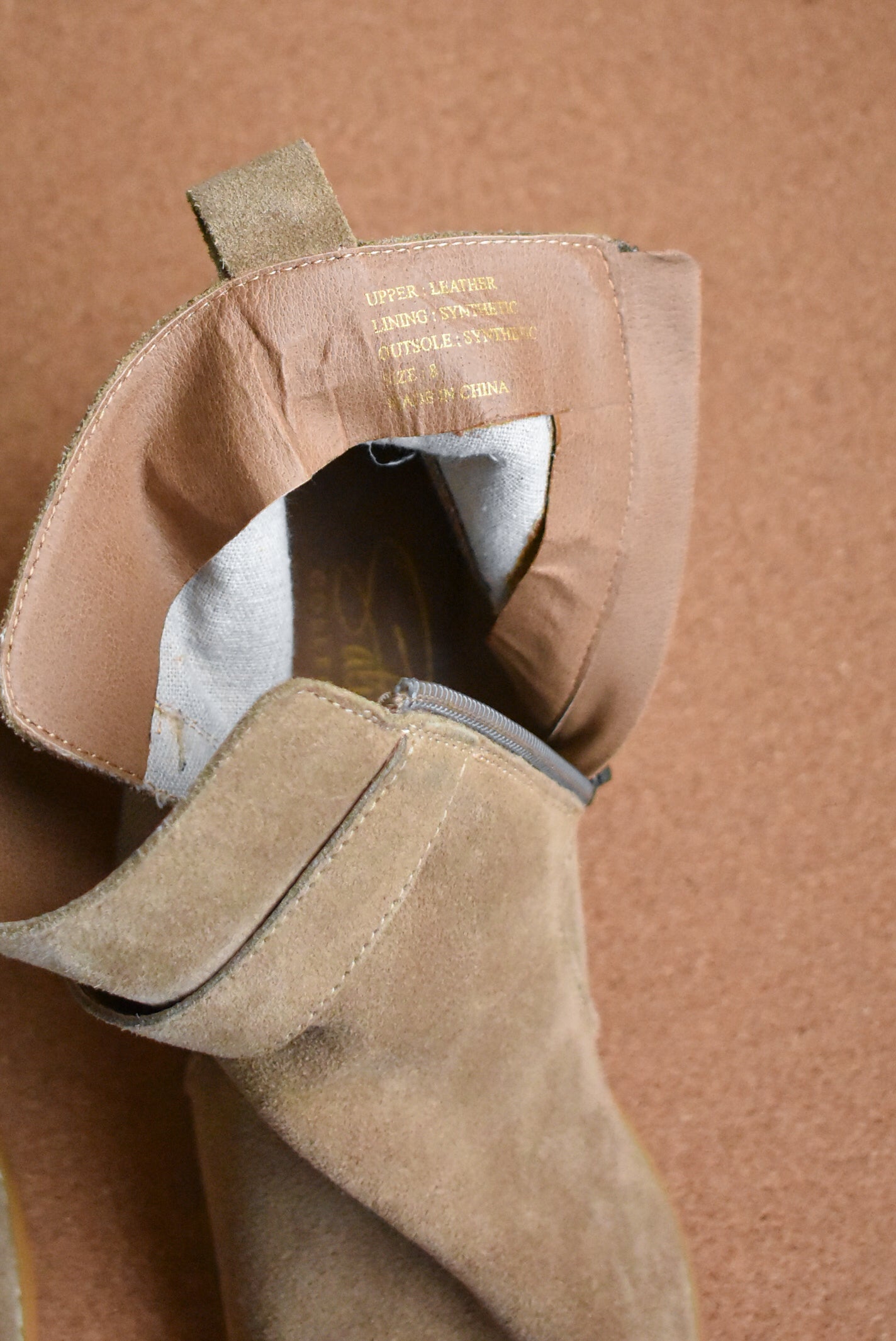 Satueei, suede boots, size 8
