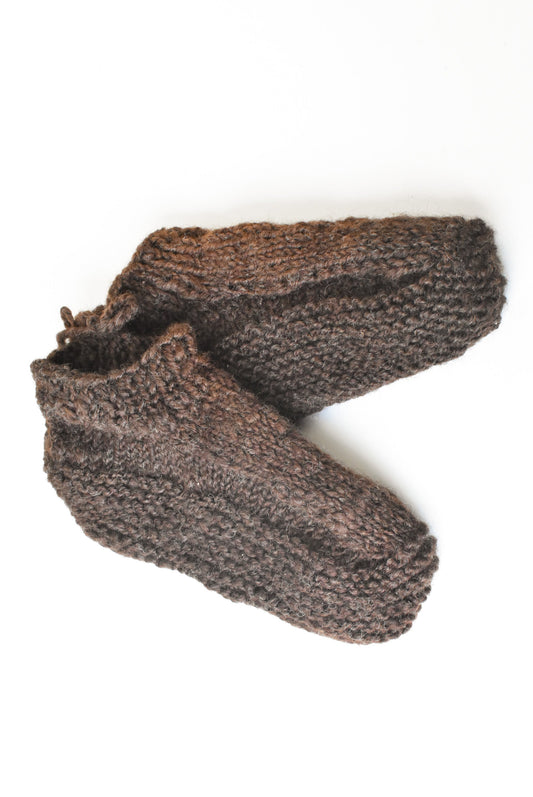 Brown handknit slippers