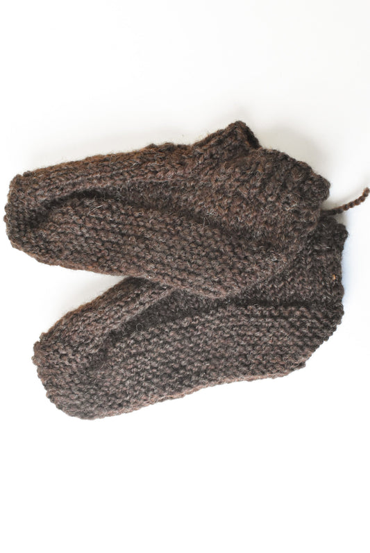 Brown handknit slippers
