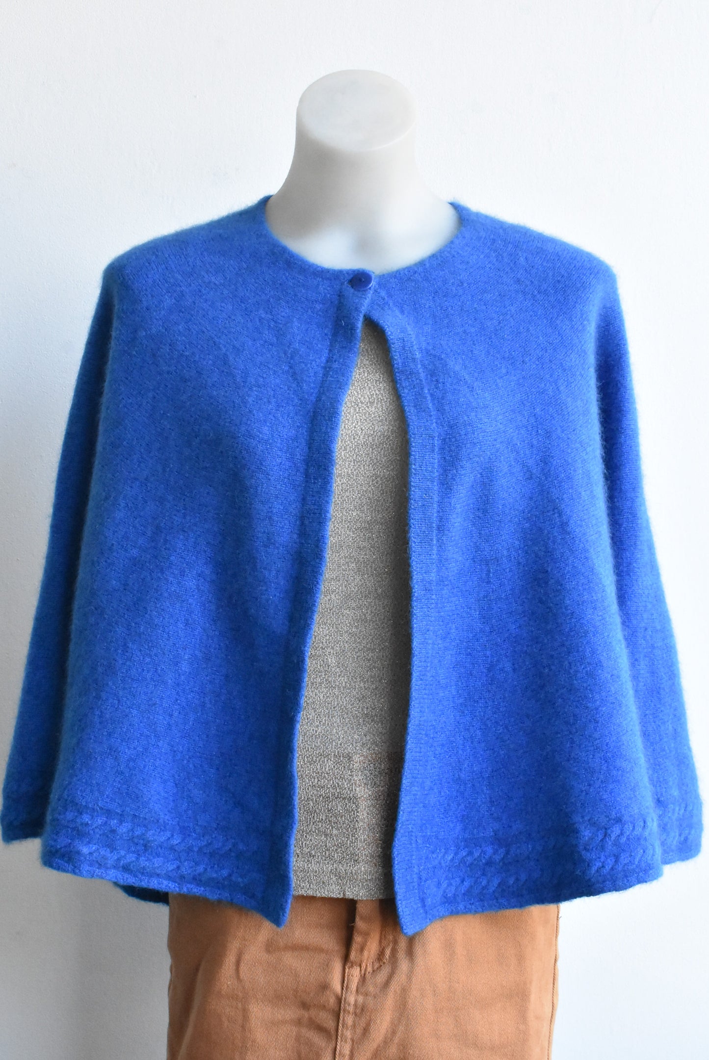 Merinomink™ cobalt blue cape, made in New Zealand, NWT, OSFM