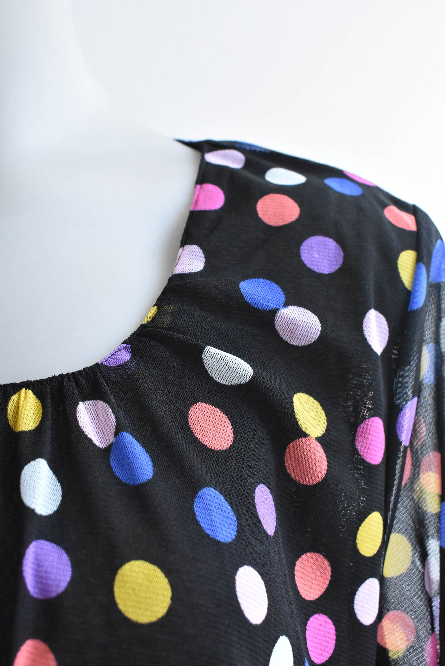 Merric polka dot mesh top, size 14