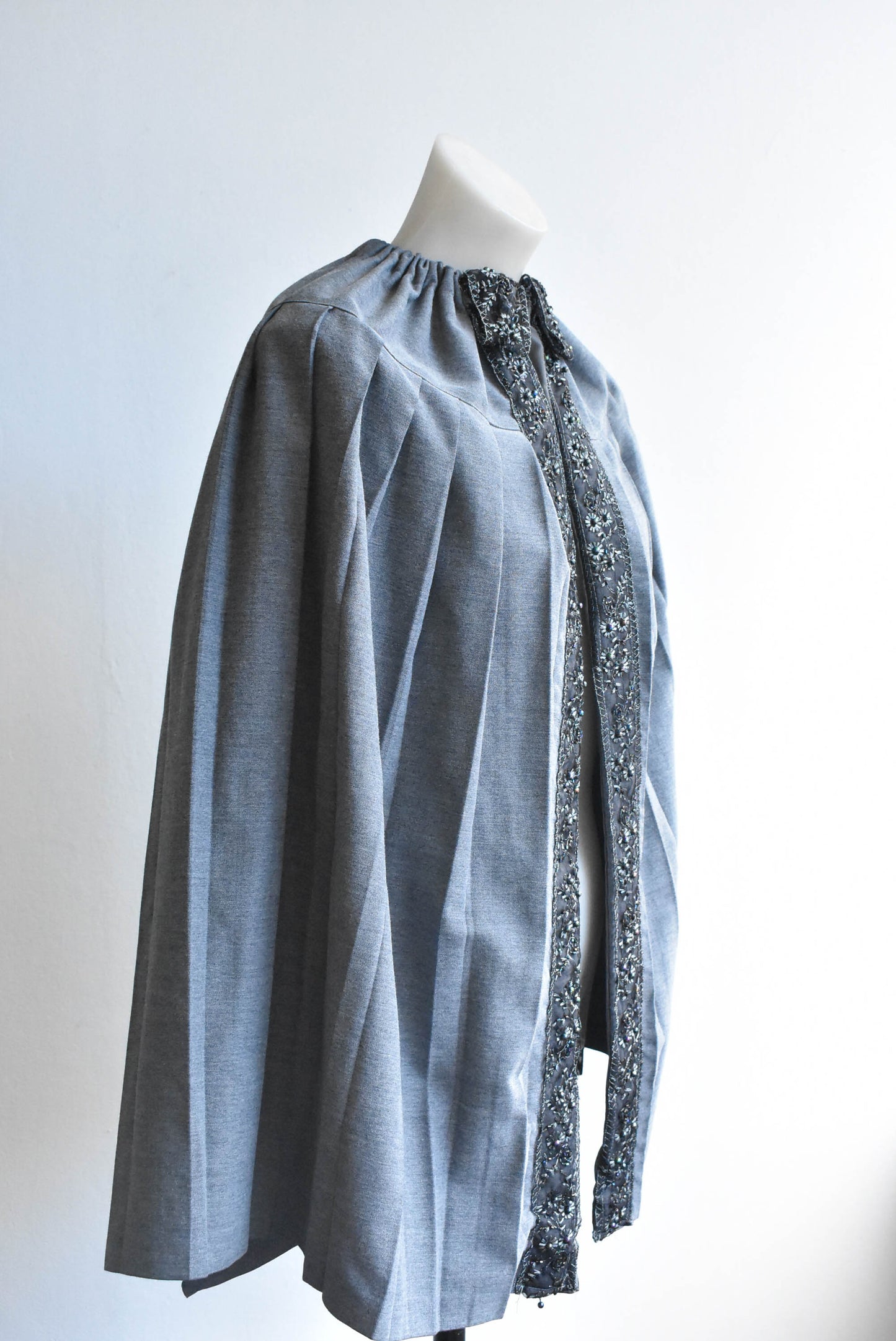 Grey beaded cape