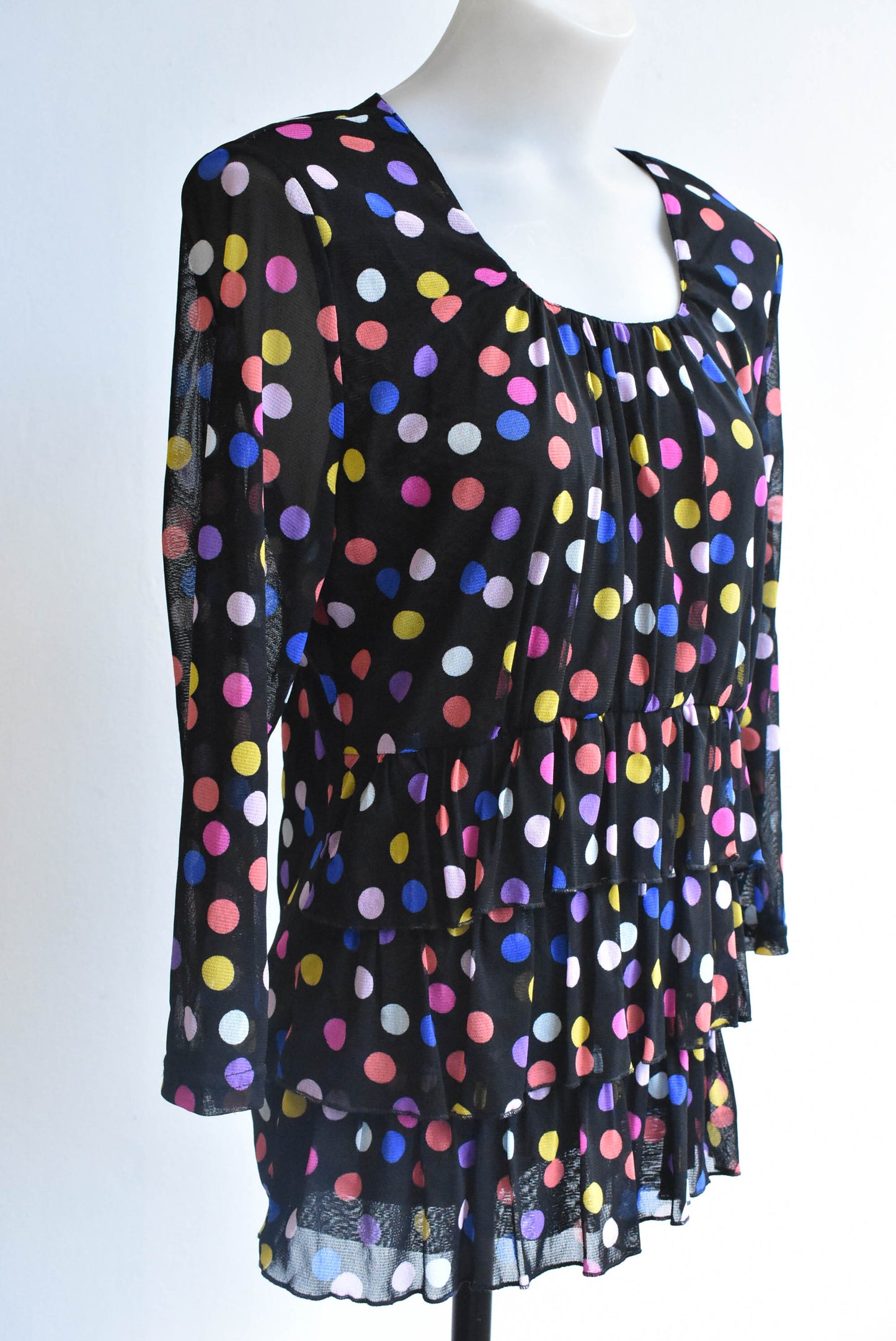 Merric polka dot mesh top, size 14