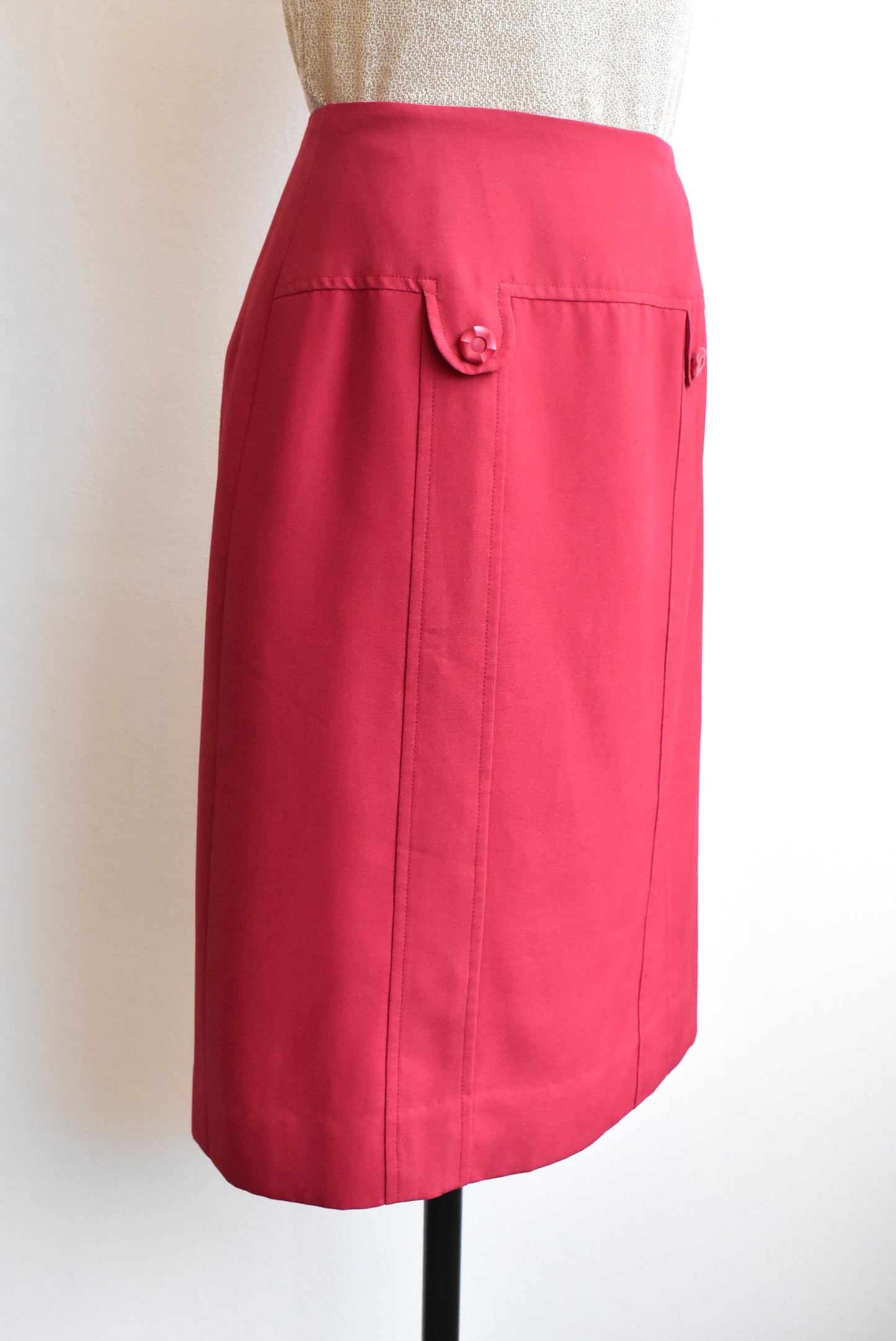 Selby retro burgundy panel pencil skirt