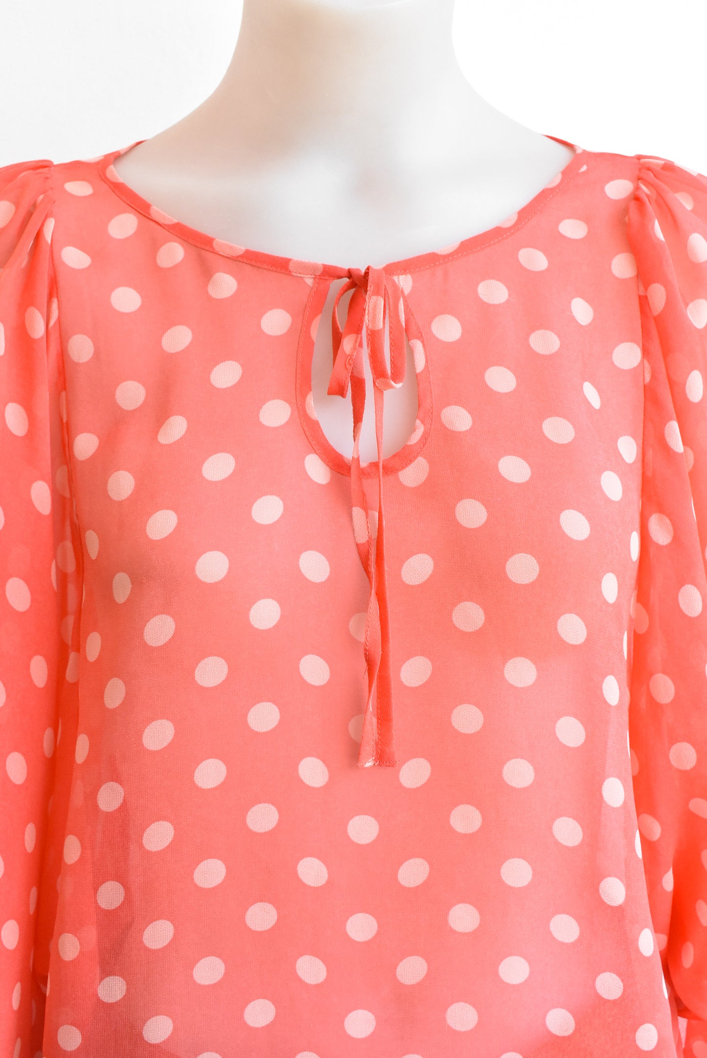 Karen Walker polka dot sheer blouse, size 8