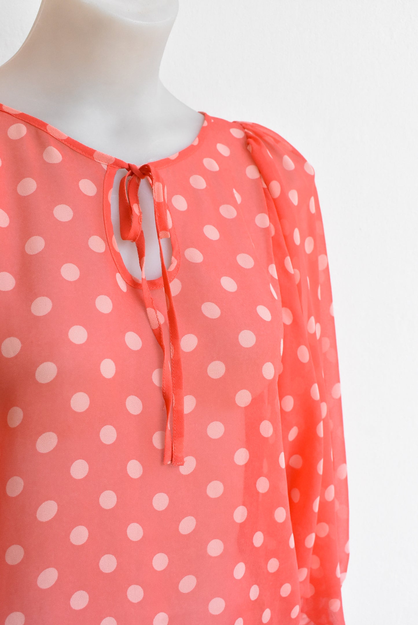 Karen Walker polka dot sheer blouse, size 8