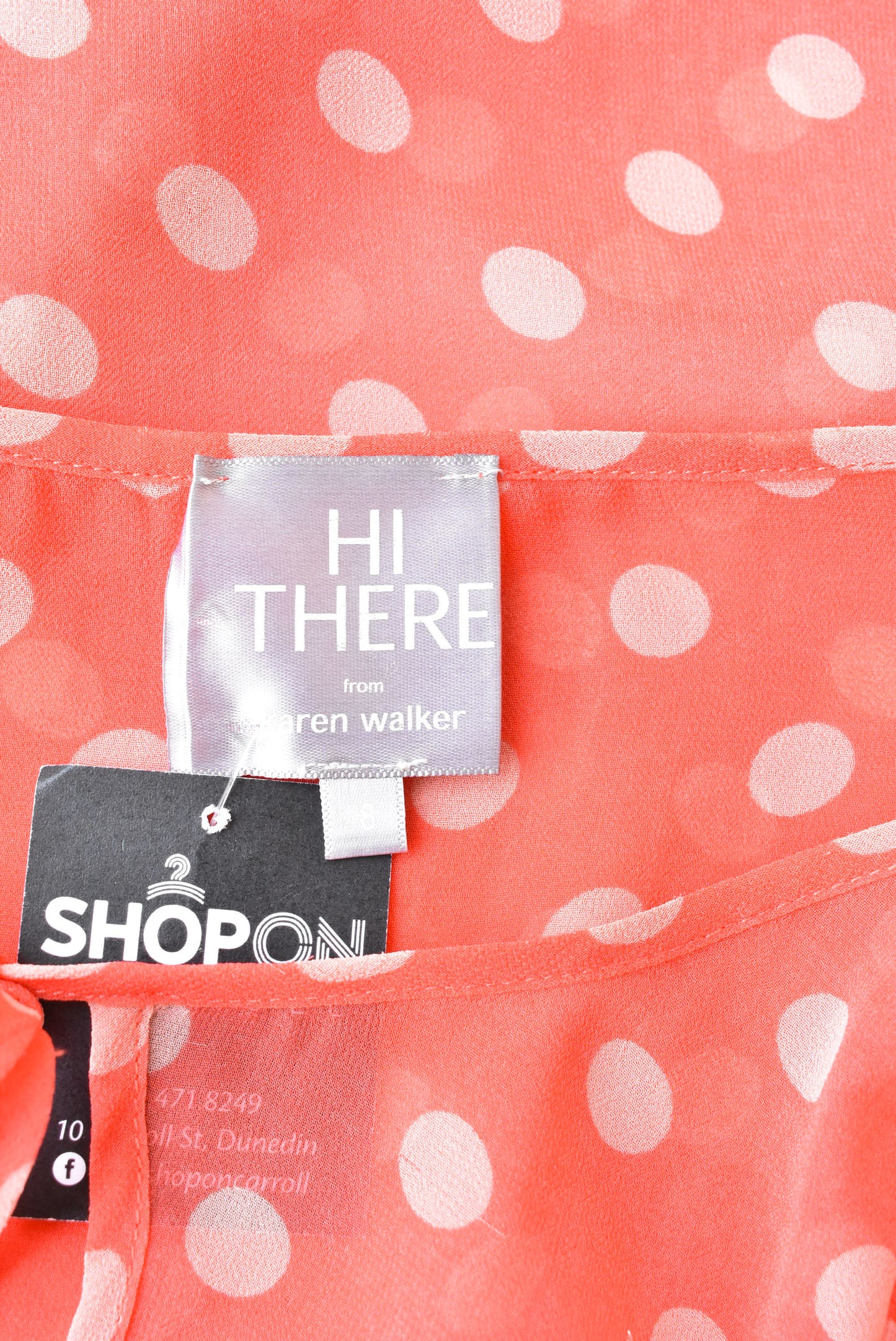 Karen Walker polka dot sheer blouse, size 8