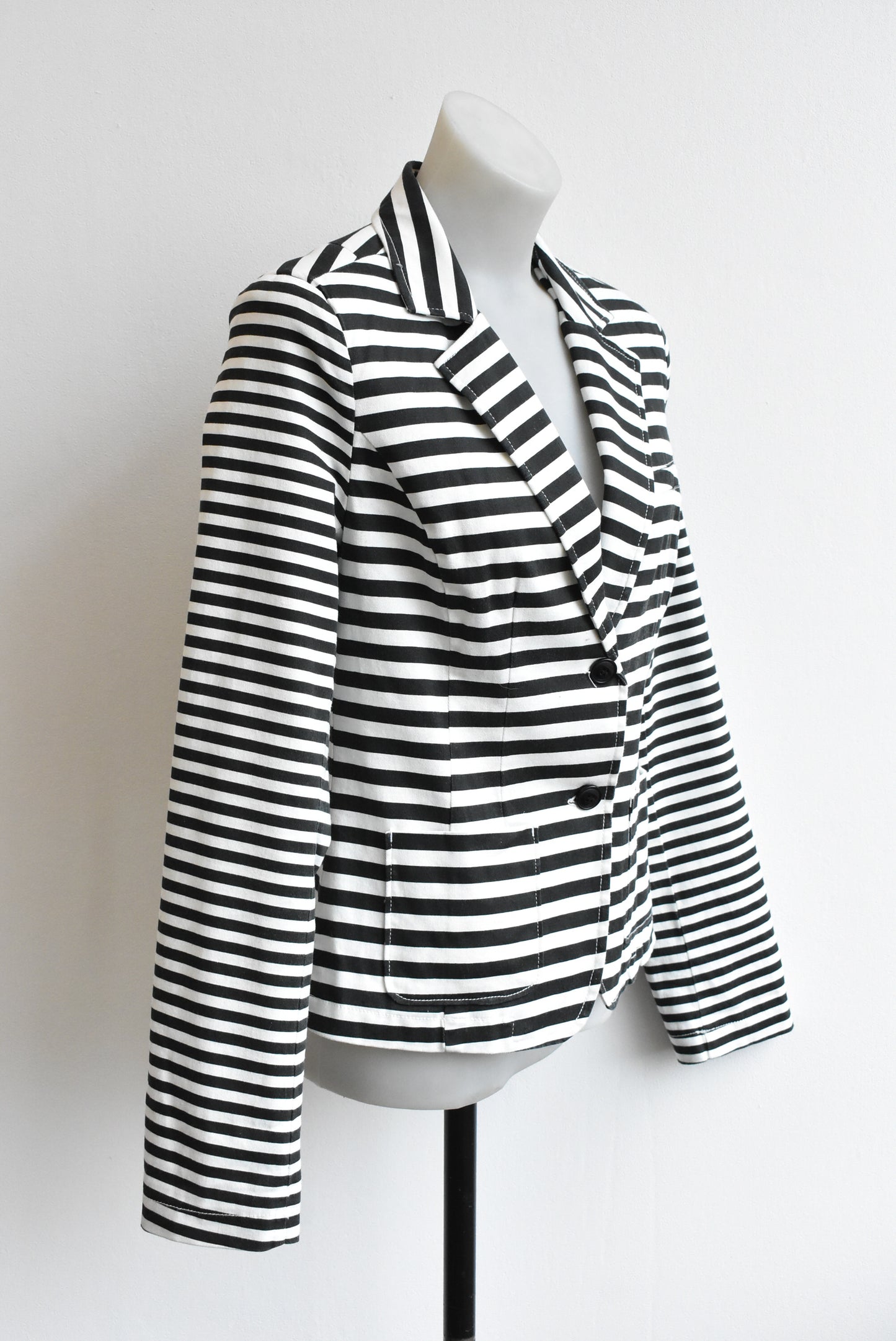 Laura Ashley black & white stripe blazer, size XS