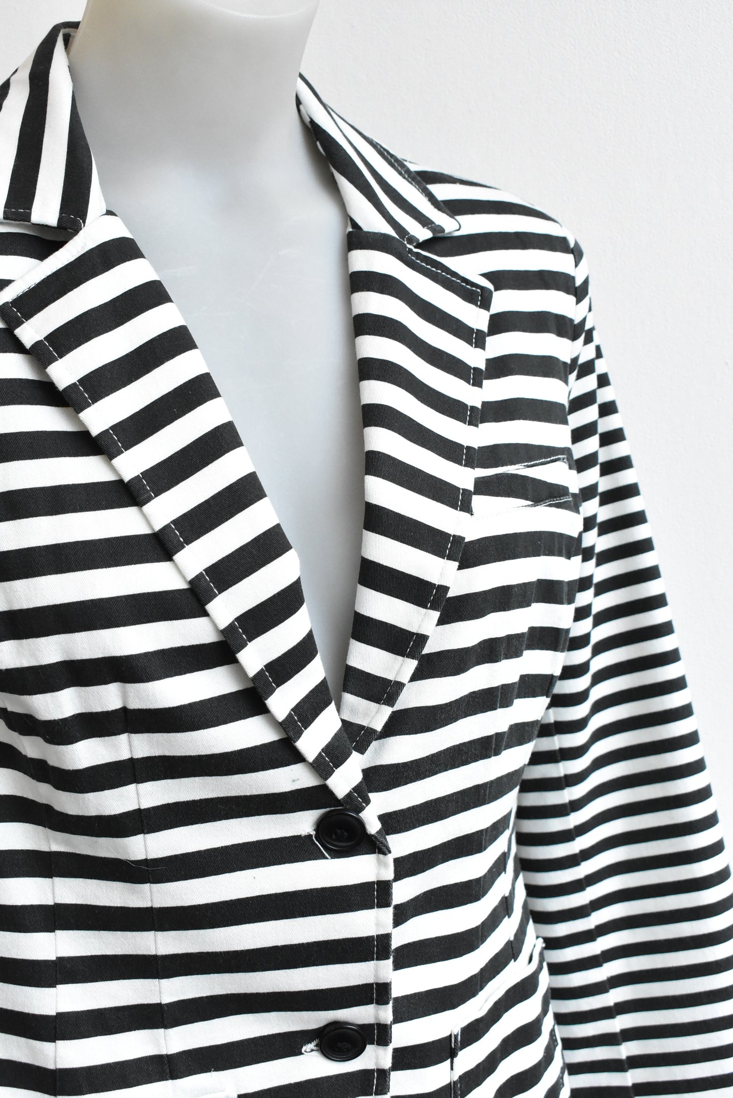 Laura Ashley black & white stripe blazer, size XS