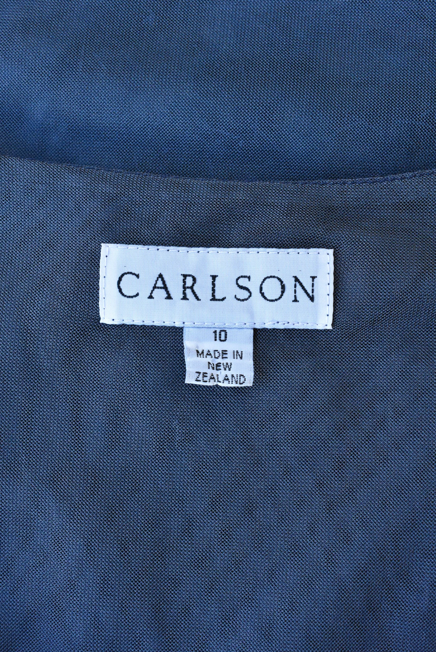 Carlson ink blue lace beaded top, size S