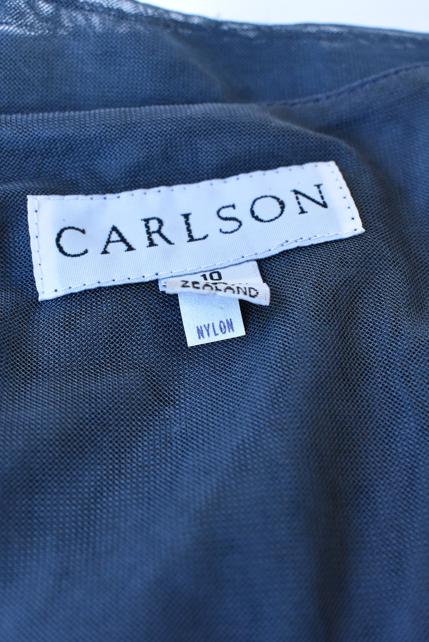 Carlson ink blue lace beaded top, size S