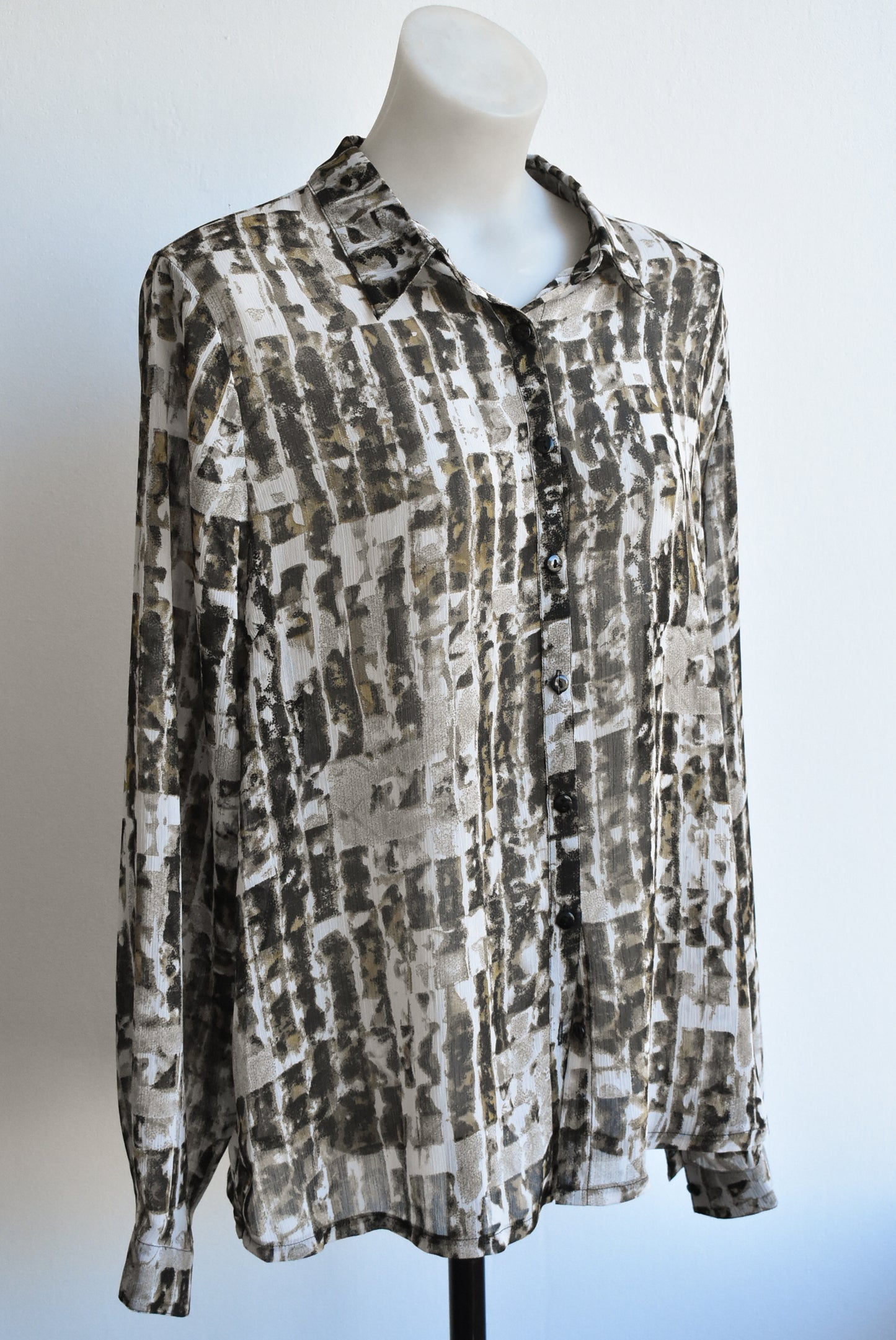 Sapphire brown sheer blouse, size 16