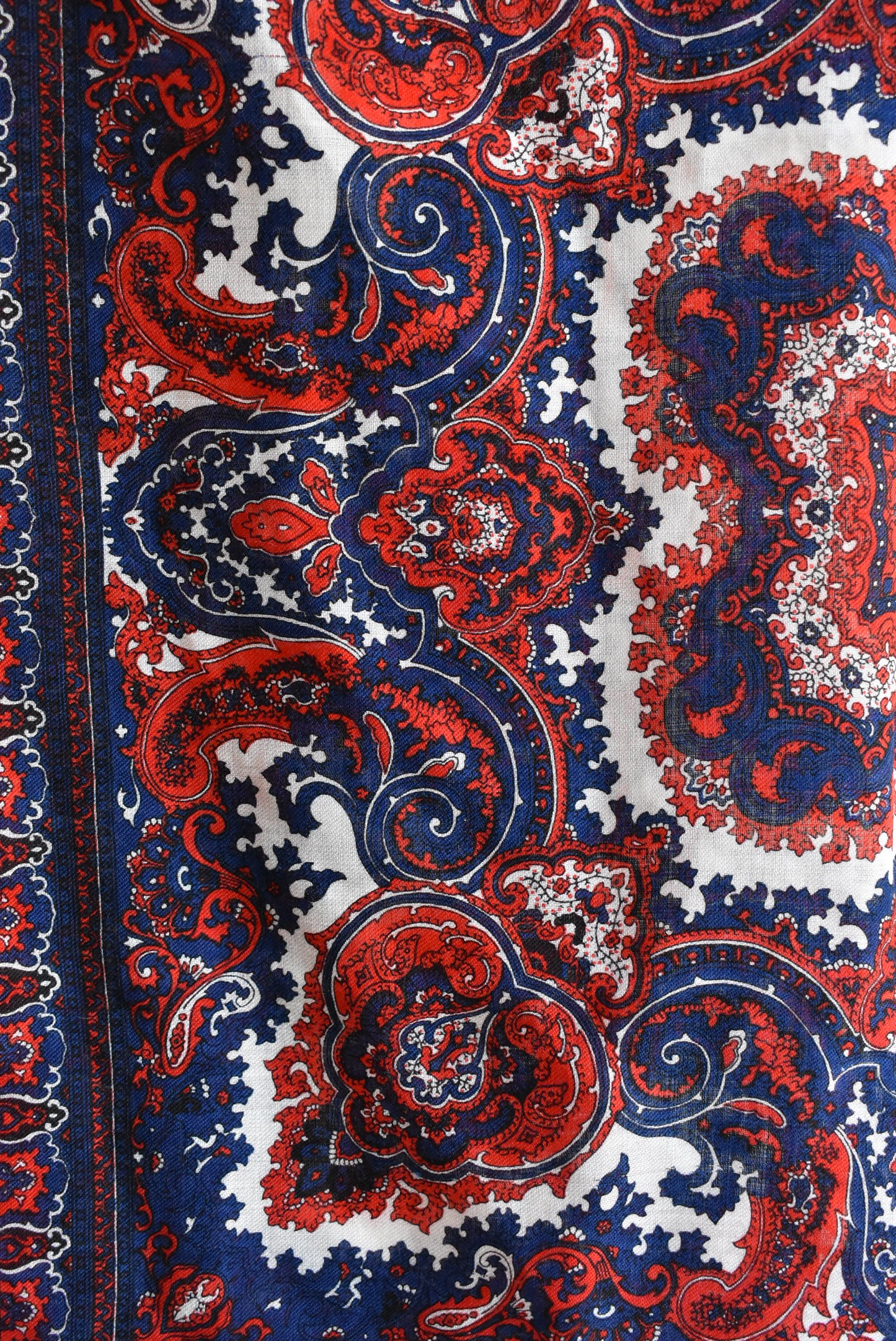 Red and blue paisley scarf