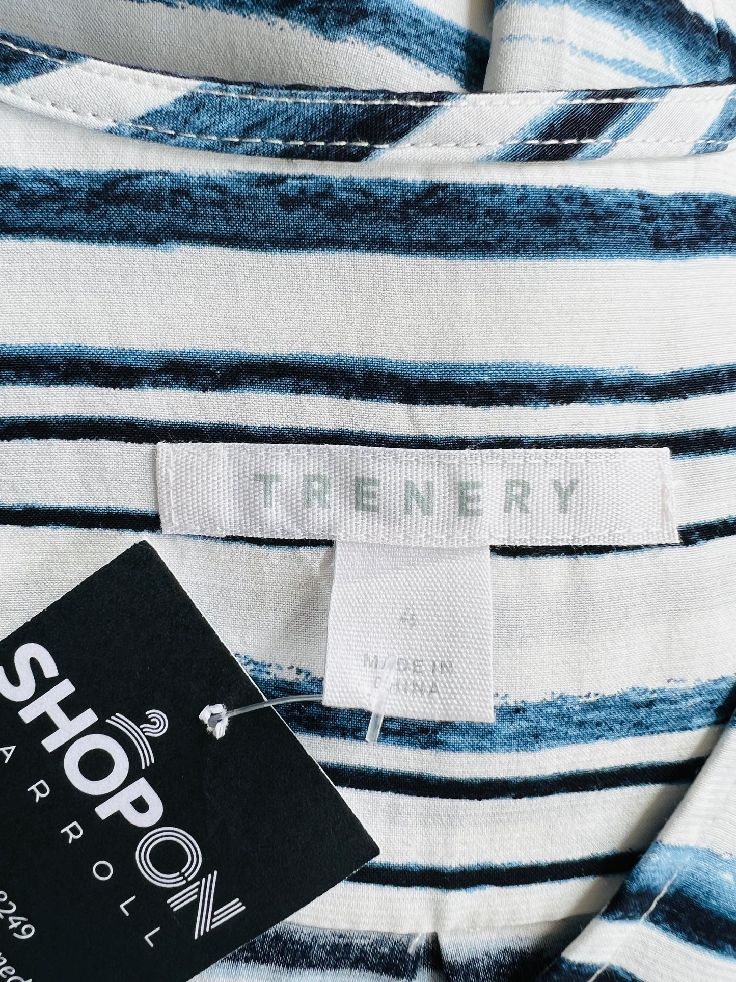 Trenery blue stripe dress with pockets, size XS
