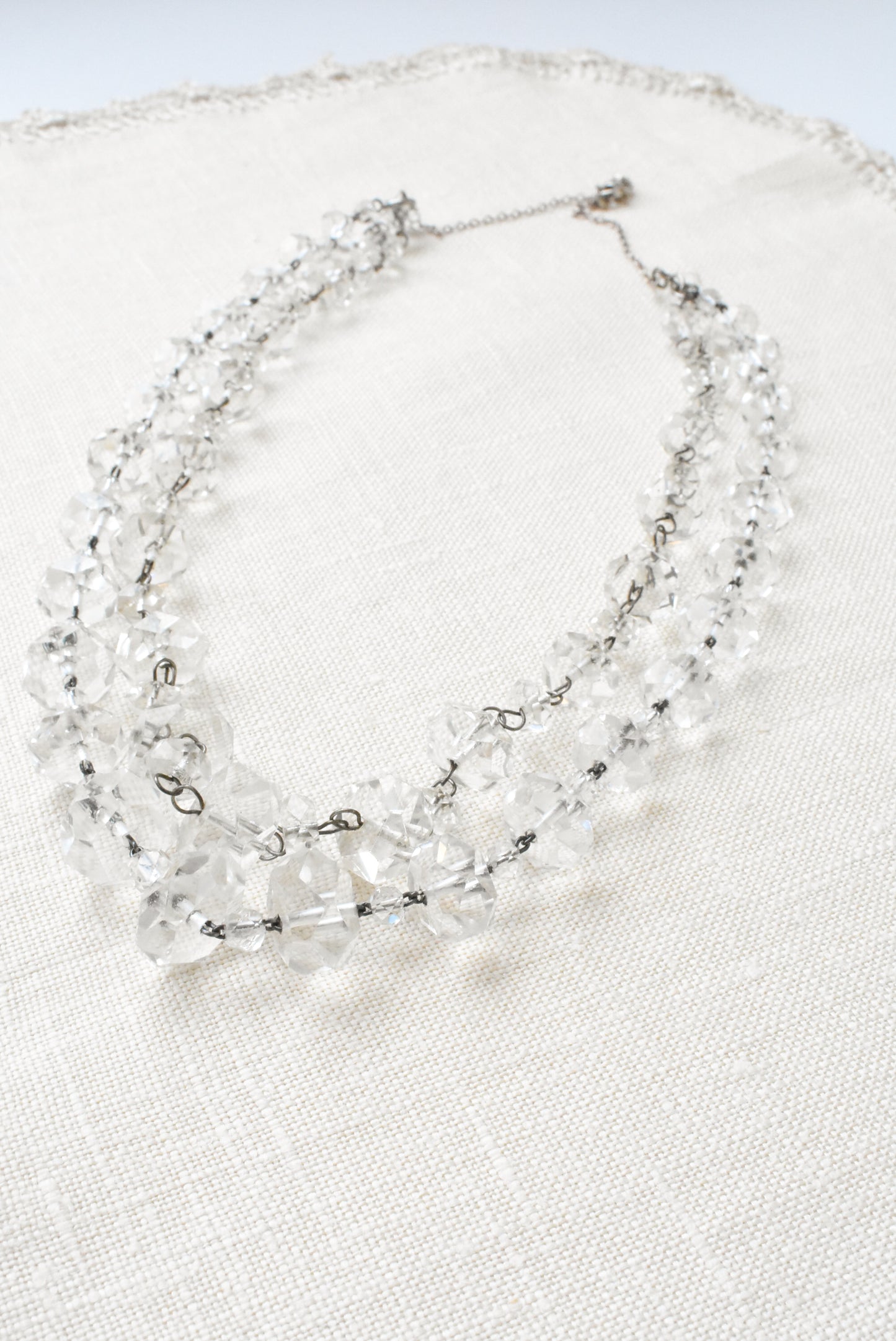 Retro faceted glass rondelle bead necklace