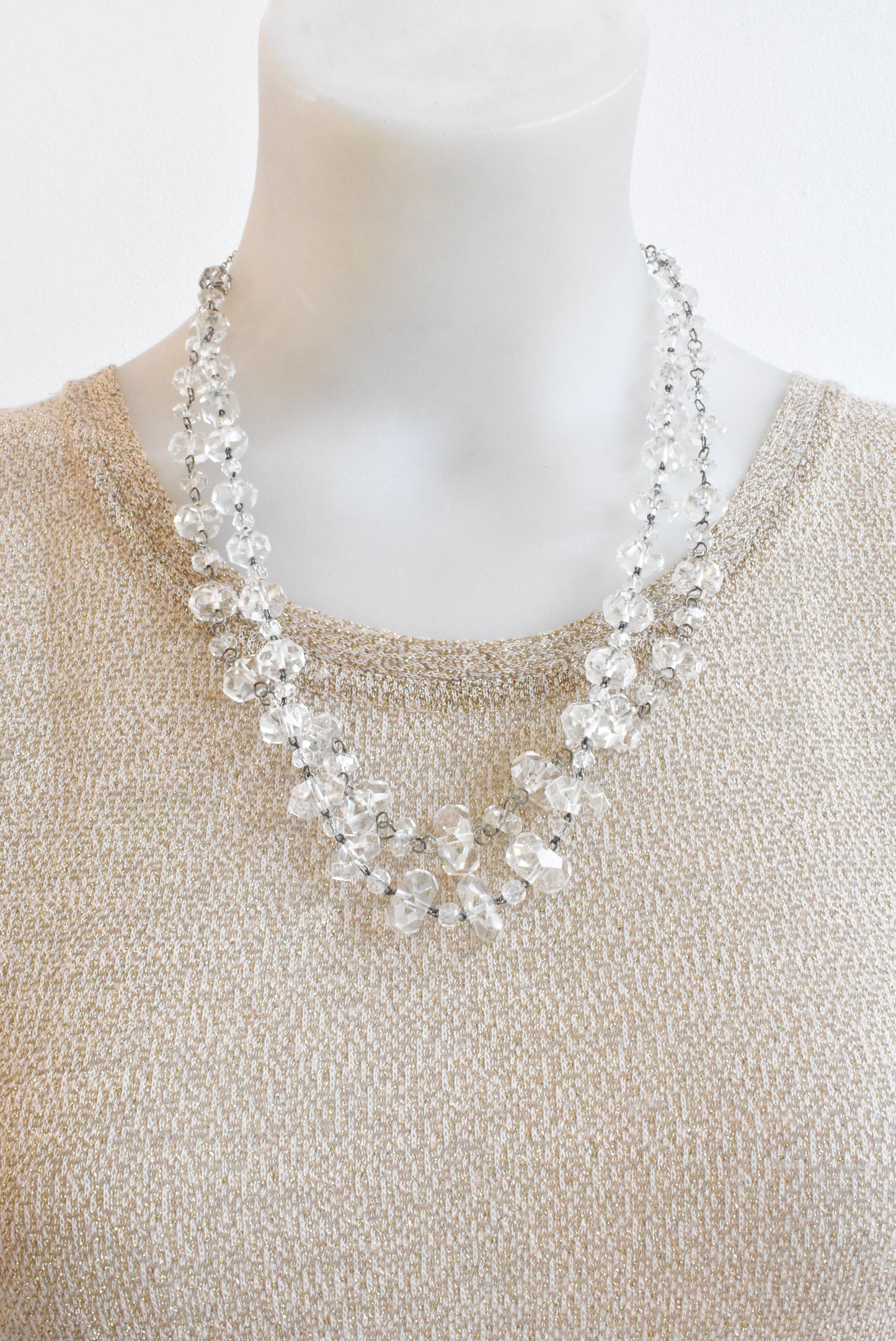 Retro faceted glass rondelle bead necklace