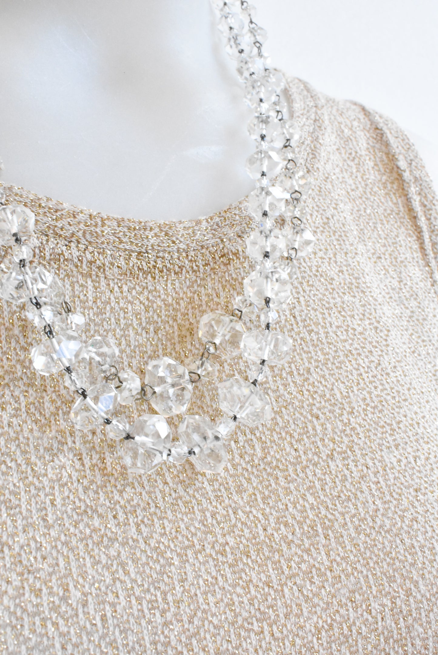 Retro faceted glass rondelle bead necklace