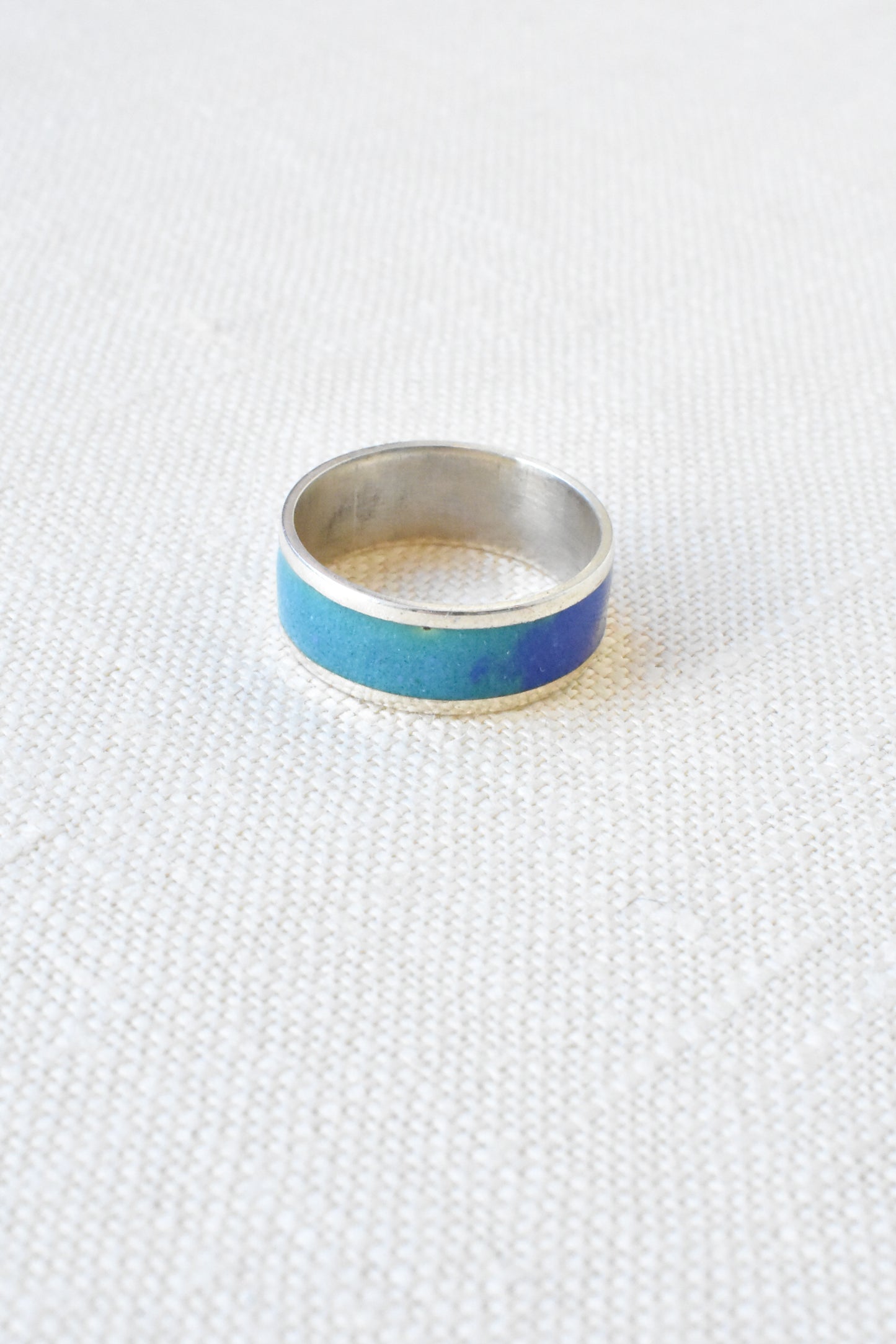 Bob Wyber sterling silver and enamel ring, NEW