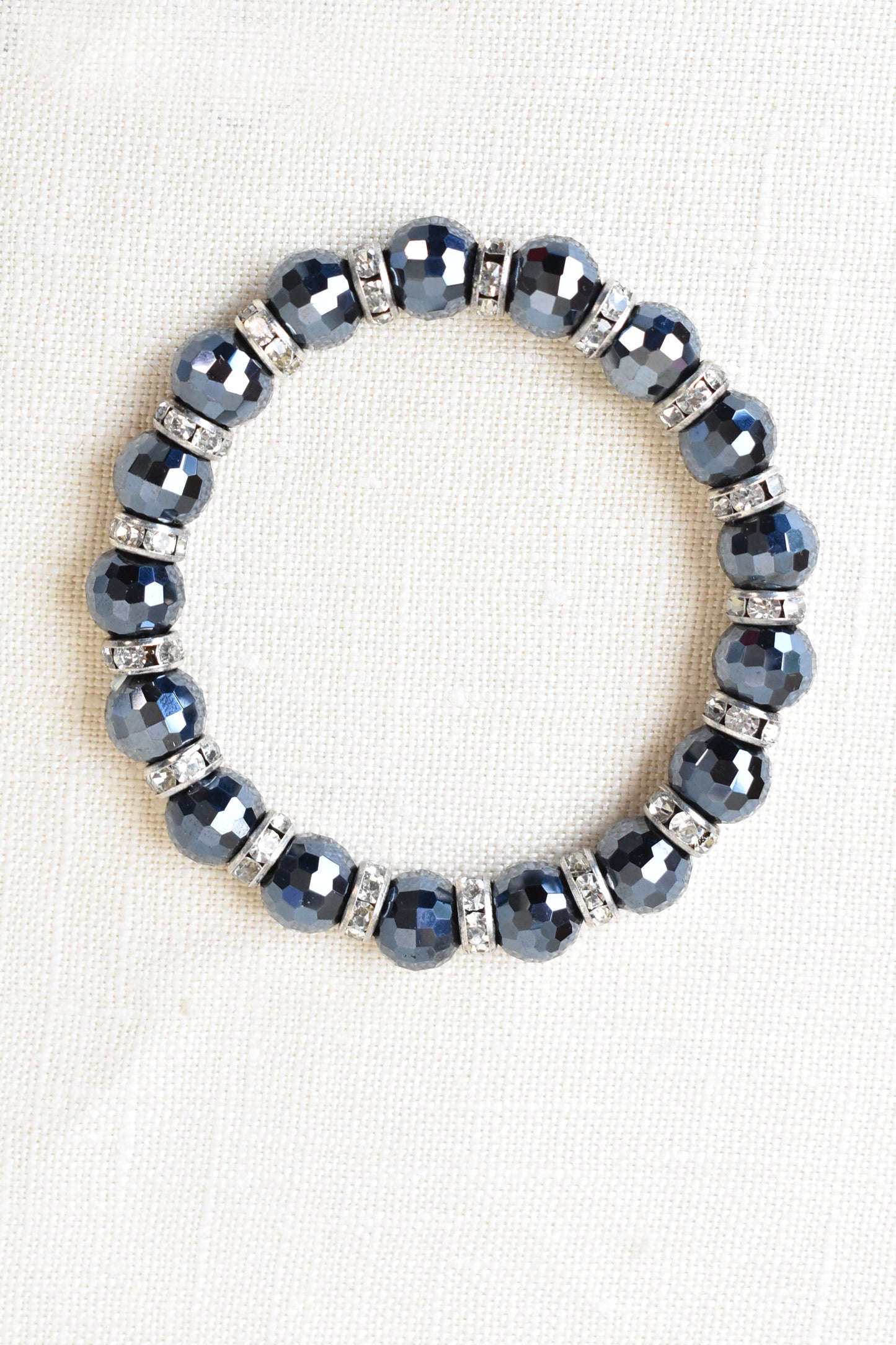 Faceted dark bead and diamanté bracelet