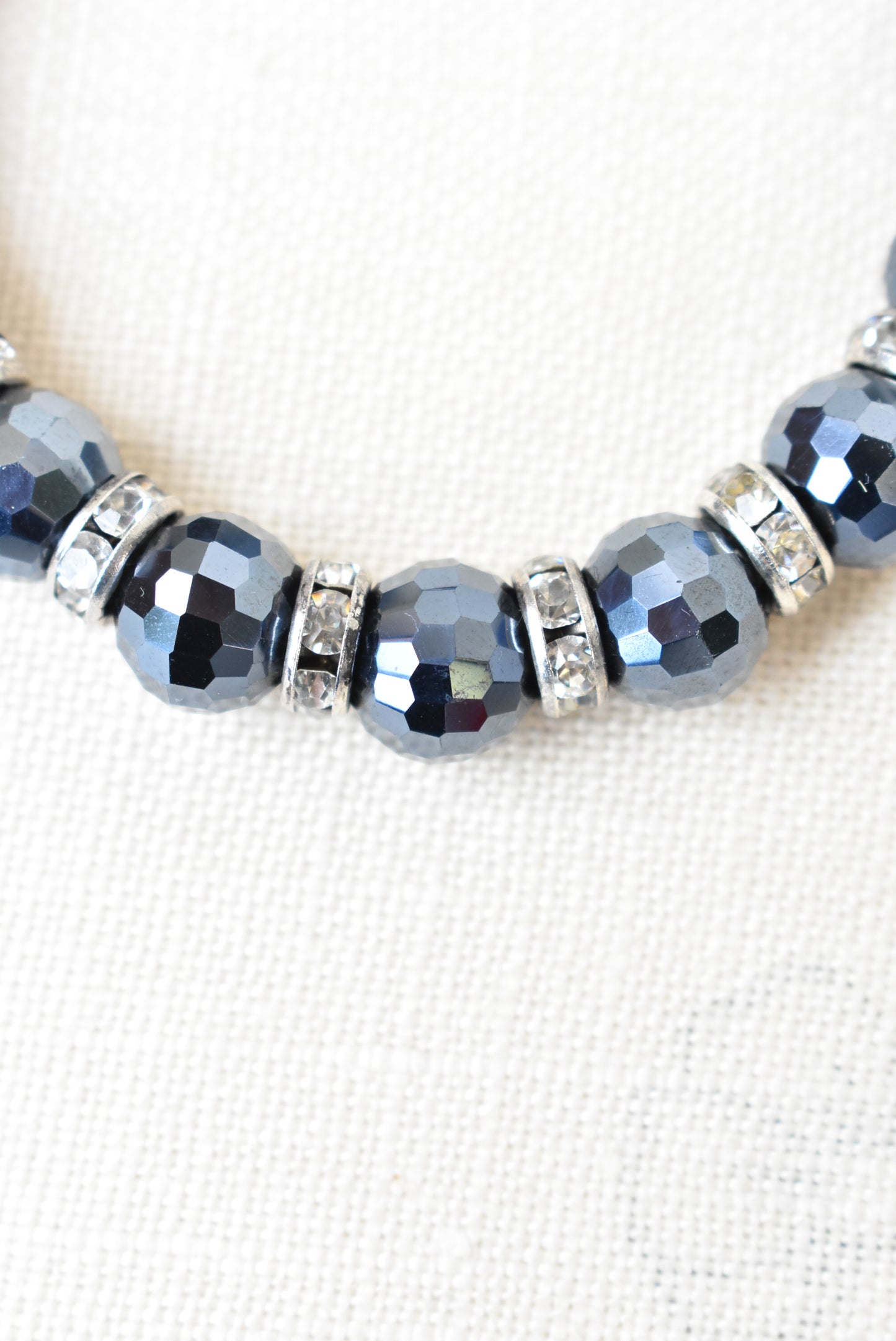Faceted dark bead and diamanté bracelet