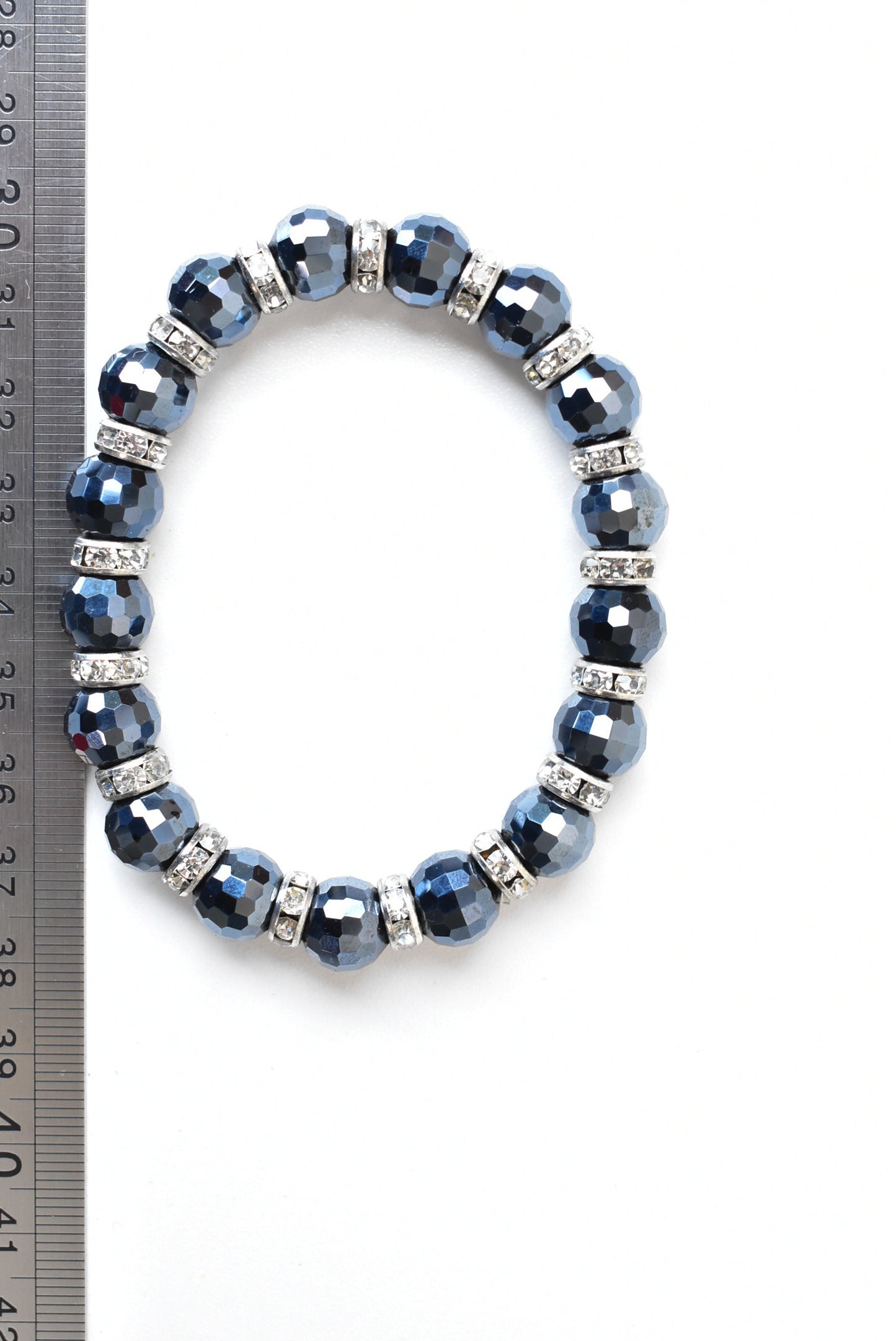 Faceted dark bead and diamanté bracelet