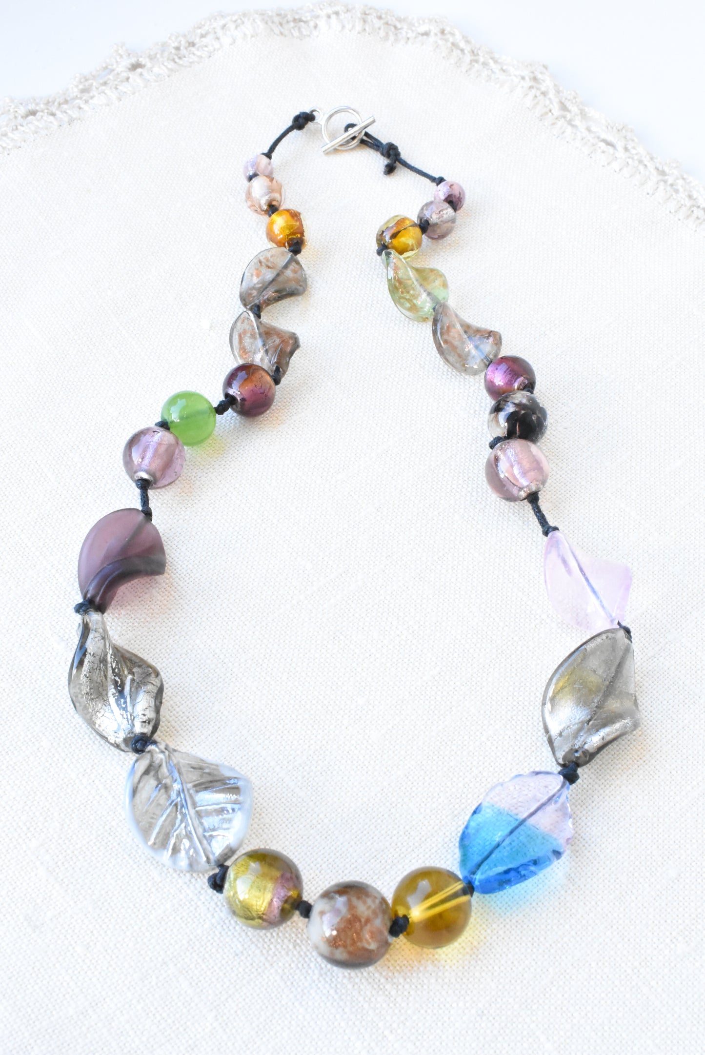 Coloured glass mixed bead necklace