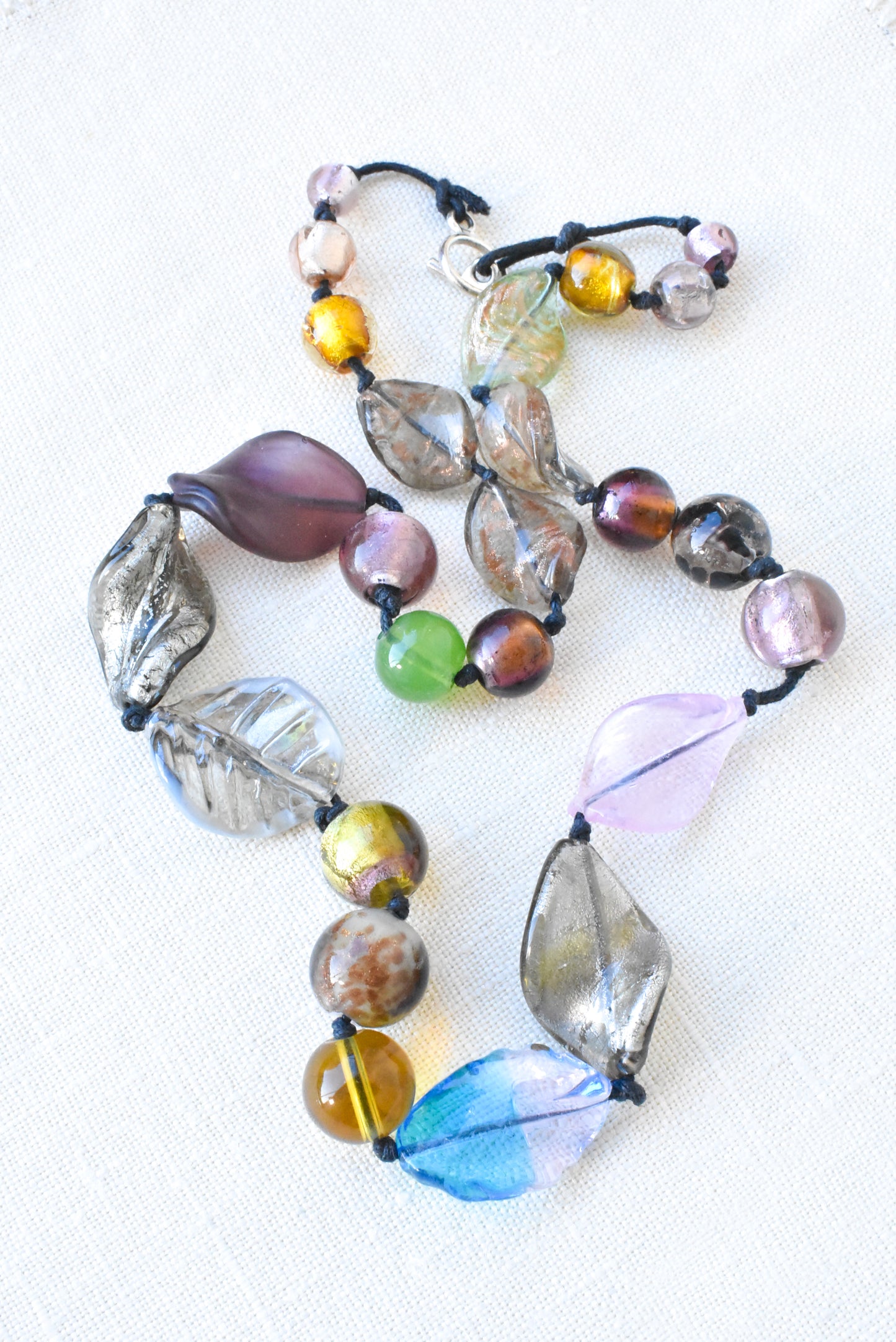 Coloured glass mixed bead necklace