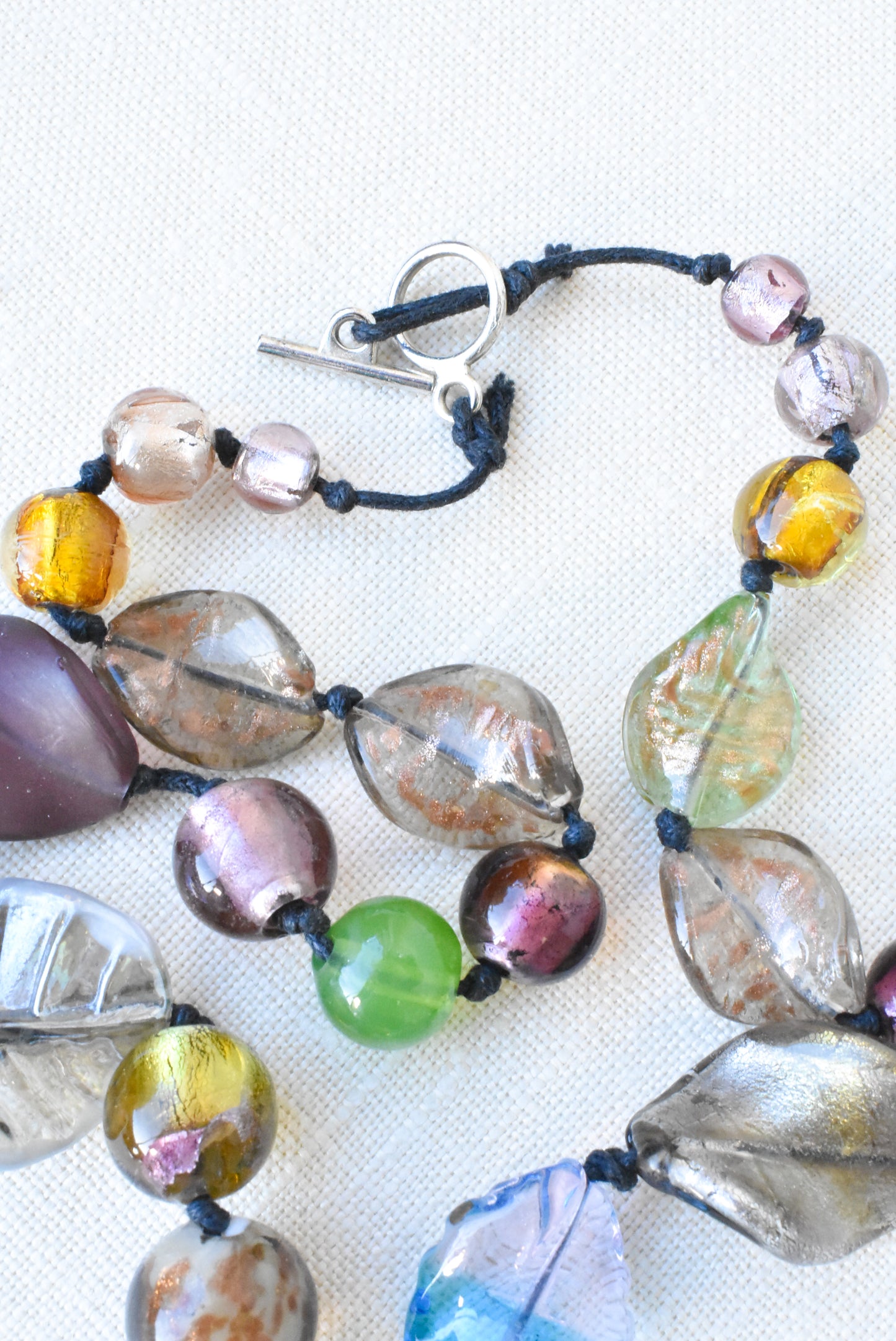 Coloured glass mixed bead necklace