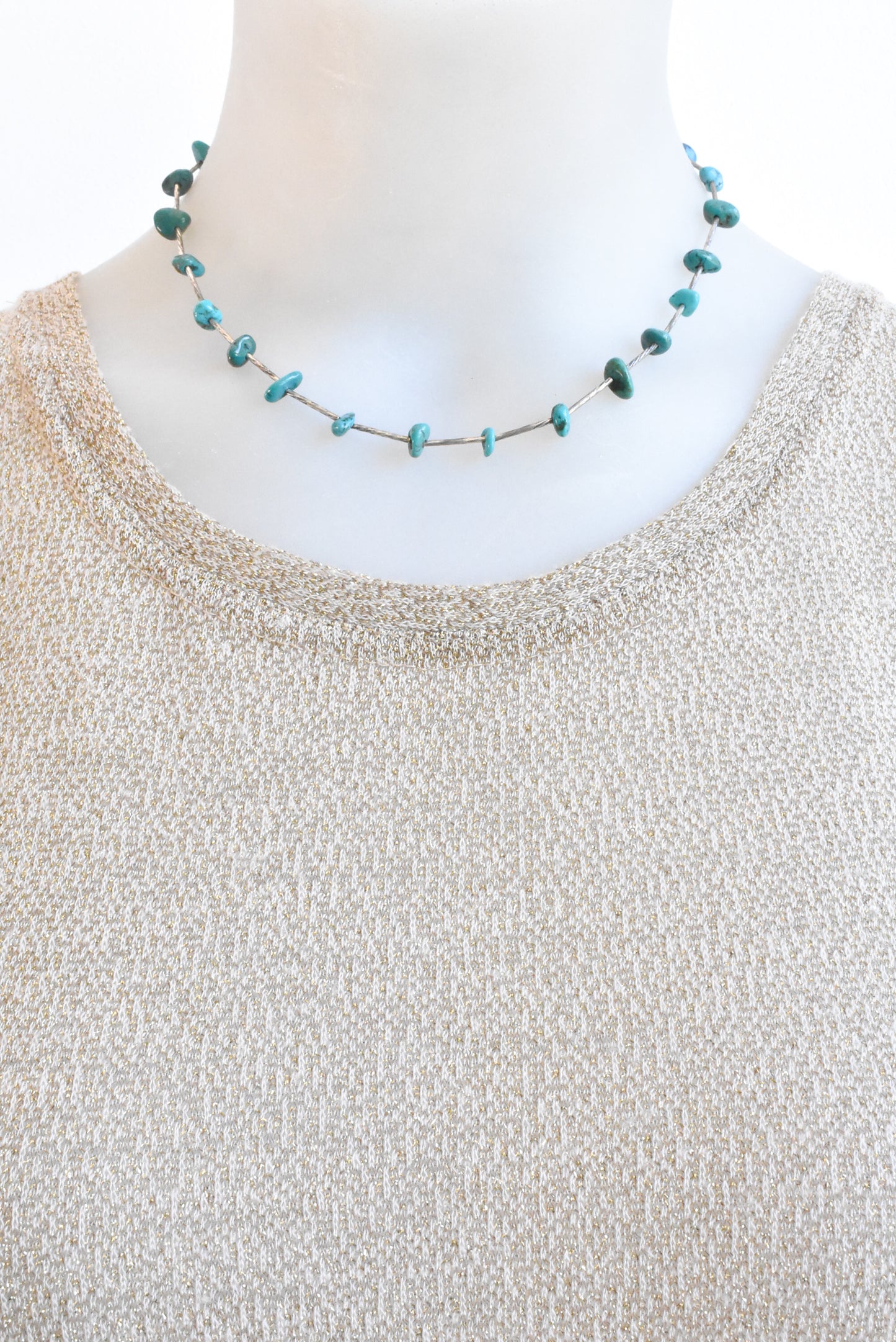 Turquoise sterling silver princess necklace