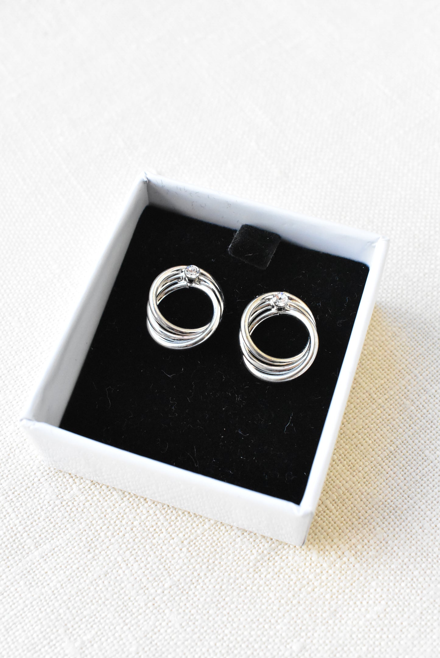 Buckingham silver diamanté earrings, NEW