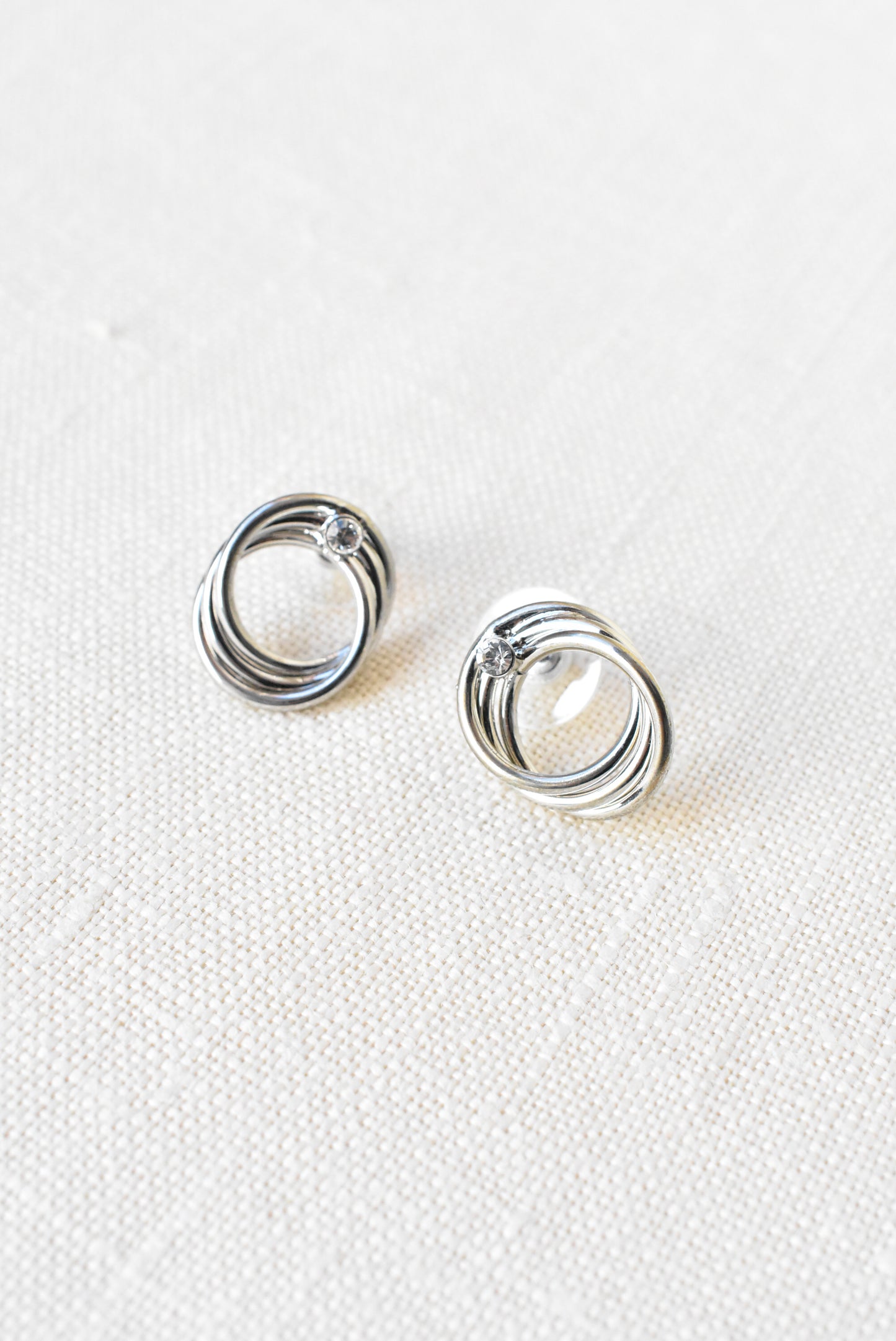Buckingham silver diamanté earrings, NEW