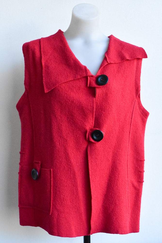Fleur Louise retro red wool vest, size L