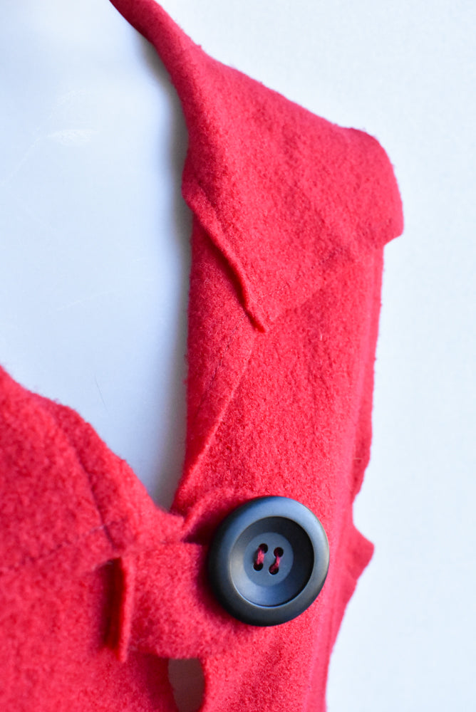 Fleur Louise retro red wool vest, size L