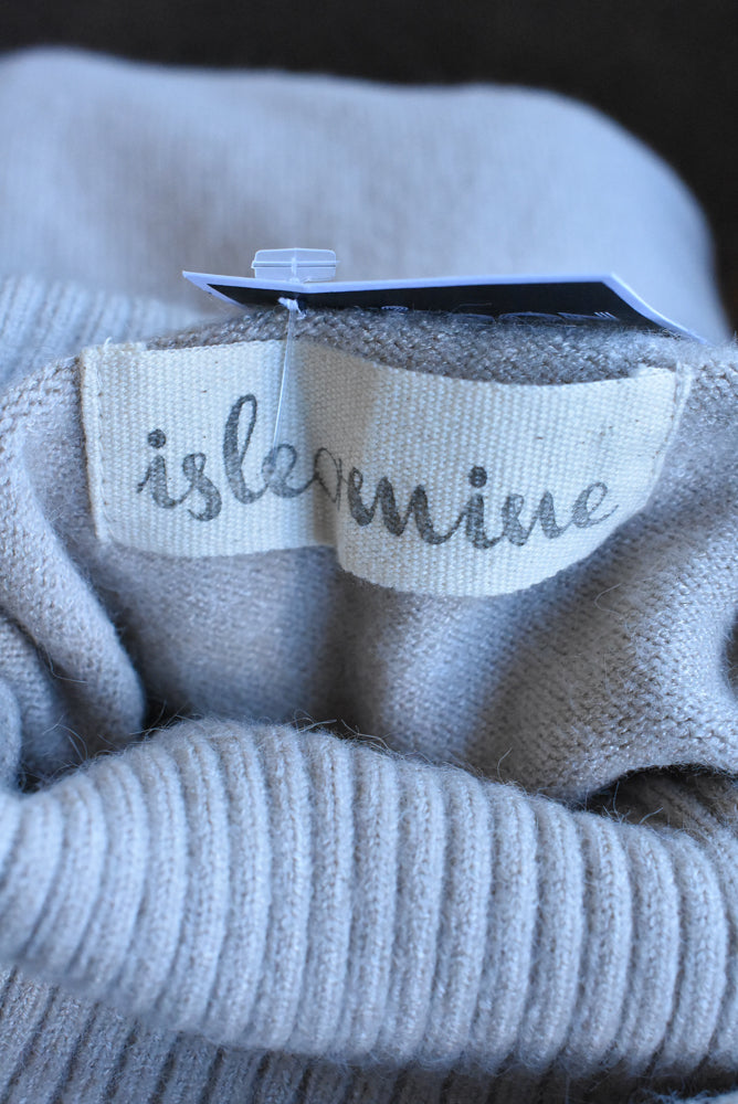 Isle of Mine beige fringed turtleneck poncho top