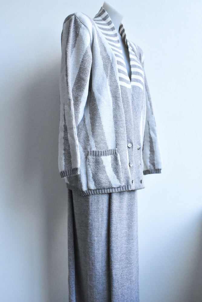 Trish Gregory wool two piece, skirt and oversized cardigan