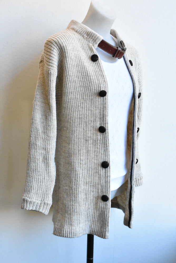 Cream belt-necked cardigan
