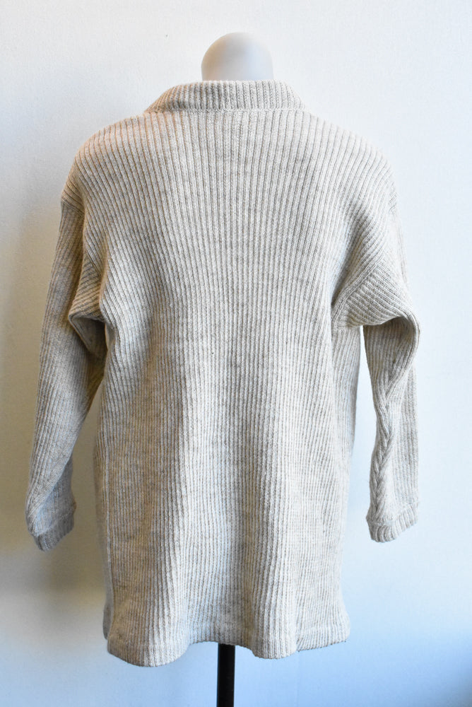 Cream belt-necked cardigan
